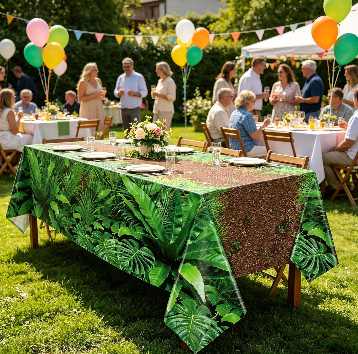 4Pcs Forest Path Tablecloth Safari Jungle Birthday Table Cover 51 x 86 " Woodland Table Cover Dinosaur Party Tablecloth for Safari Jungle Birthday Party Camping Shower Supplies Dinosaur Decorations