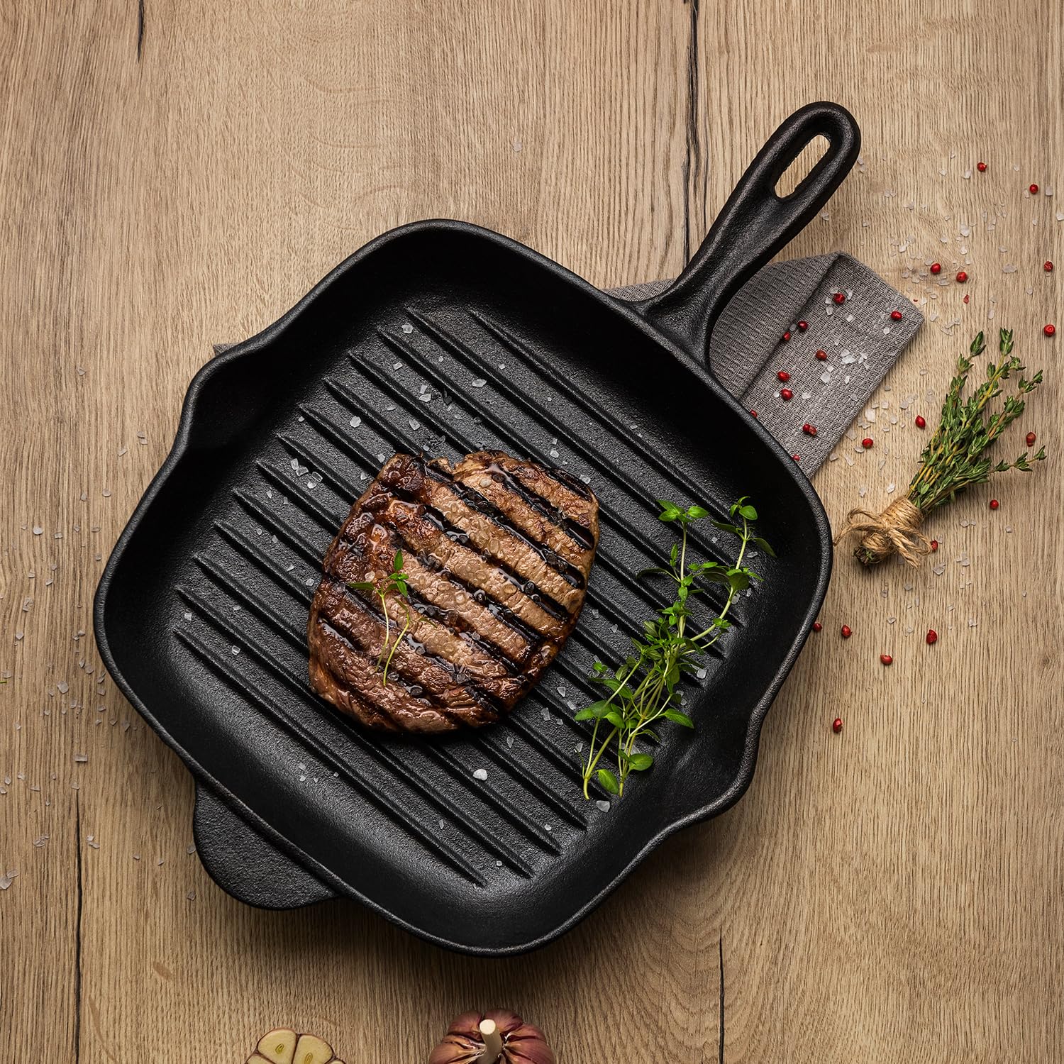 Tramontina Sartén Parrilla de Hierro Fundido Precurada The Black Collection 27 cm 2L