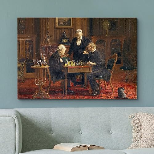 Miniatura 2 de wall26 - Los jugadores de ajedrez por Thomas Eakins - Lienzo impreso para pared, reproducción de pintura famosa - 24 x 36 pulgadas