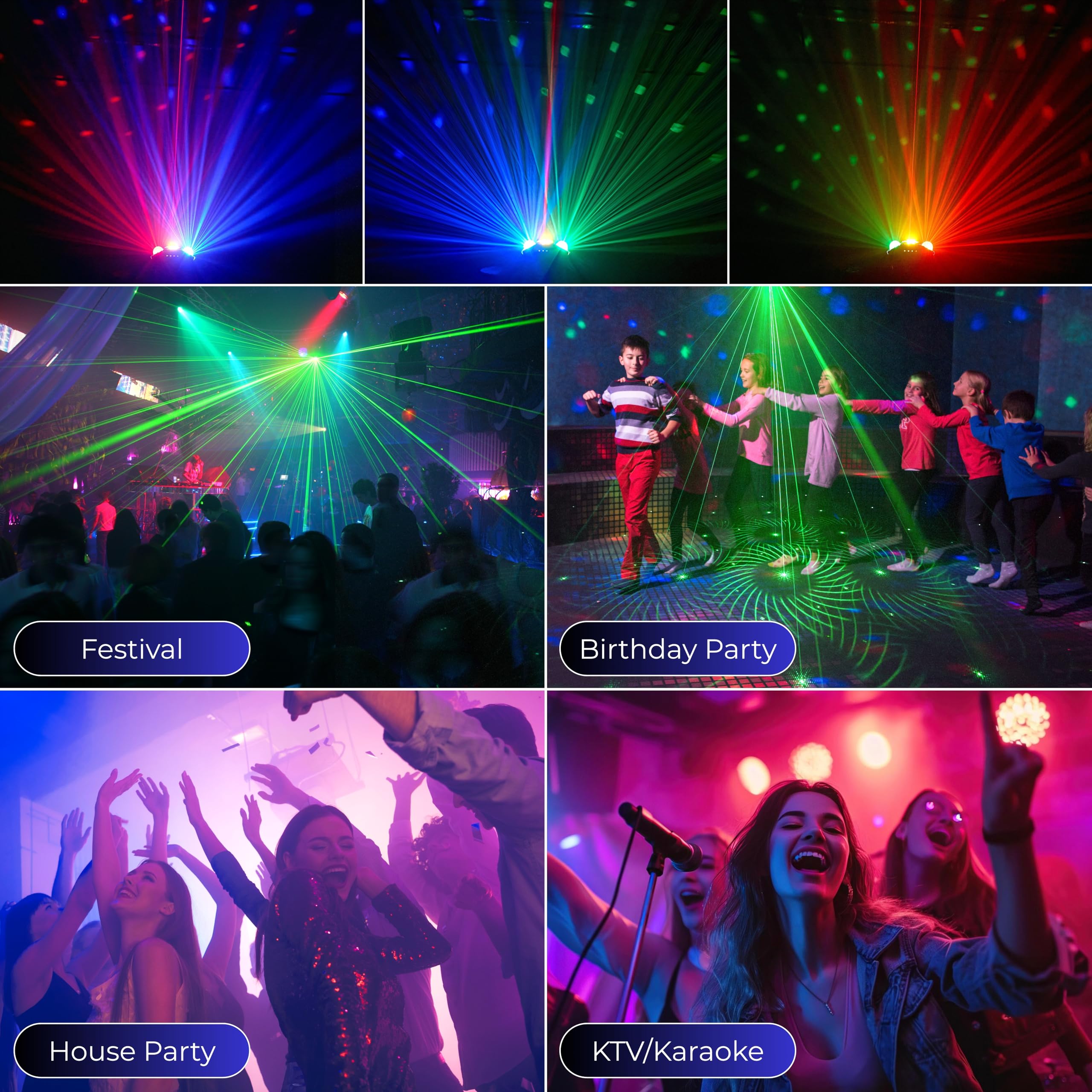 Miralin Boule Disco LED avec Laser et Stroboscope – Lumière DJ Réactive au Son, Télécommande, Éclairage Fête Anniversaire, Maison, Mariage, Scène, Festival, Événement