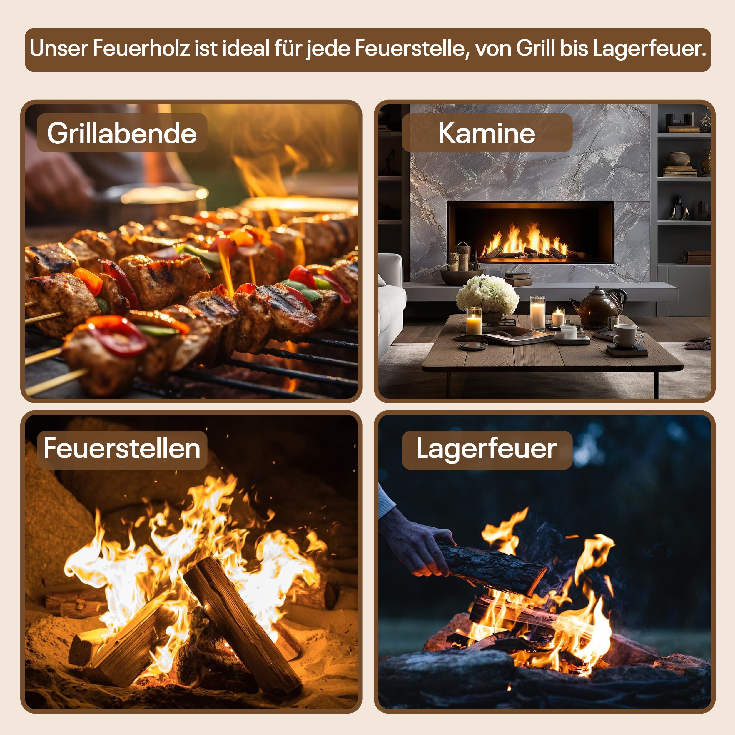Legna di Quercia Essiccata al Forno 30 kg – 100% Naturale, Secca, Pronta all'Uso – Per Camino, Stufa, Braciere, BBQ – Combustione Pulita – Disponibile da 5 kg a 600 kg