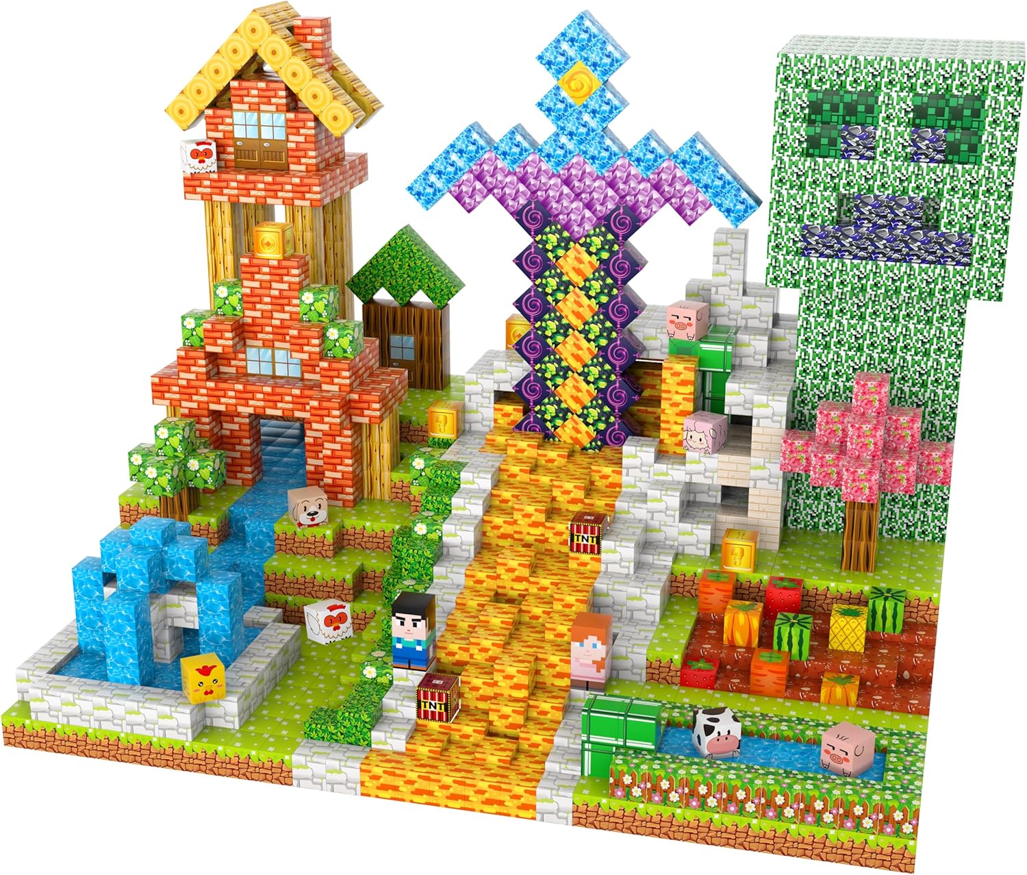 Tabitgs Magnetic Blocks, 120-Piece 0.8in Building Magnet Game Set, Stacking Building Blocks Cubes Magnets for Kids, STEM Sensory Creative Toys Games for Toddler Boys & Girls