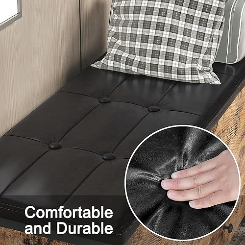 Miniatura 6 de LIKIMIO Banco otomano de almacenamiento caja de juguetes de madera con tapa abatible y cajones para dormitorio sala de estarentrada soporta 320