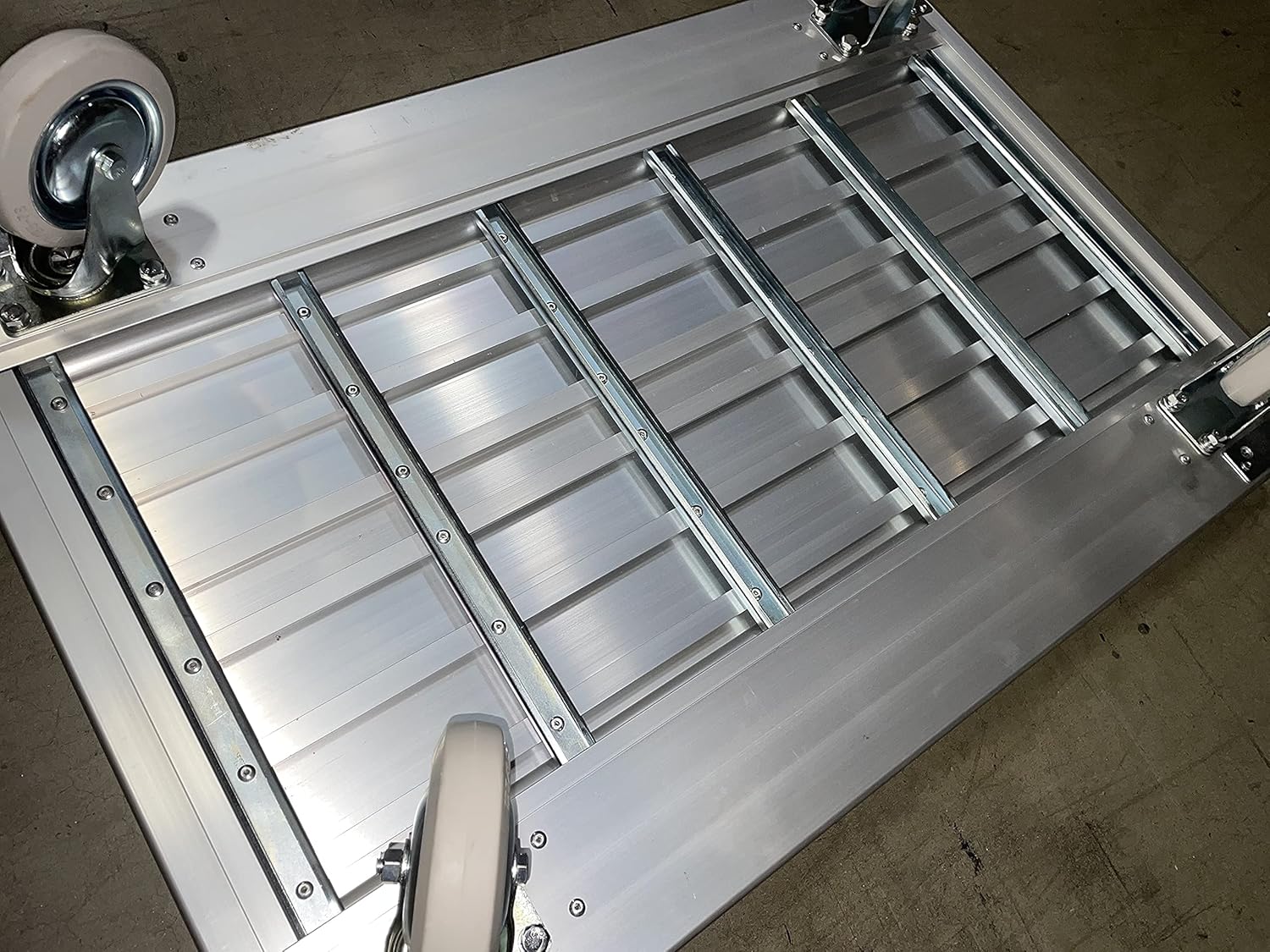 Folding Platform Truck, Aluminum, 550 lbs Capacity, 35.5" x24'', Compact Foldable Cart for Warehouse, Restaurant, Shops Factories and Home - Flatbed Cart with 4 Rubber Wheels