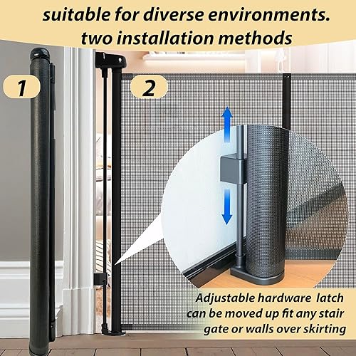 Miniatura 3 de Puertas retráctiles para bebés de 200 pulgadas extra anchas para gran apertura, puerta retráctil extra alta de 41 pulgadas para perros, puerta larga