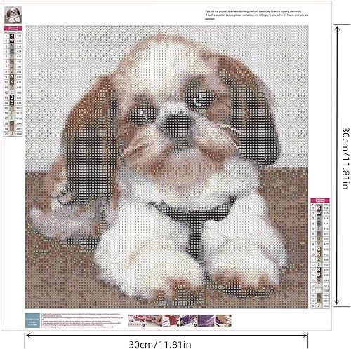 Miniatura 2 de Zimal Shih Tzu Dog DIY - Pintura de diamantes hecha a mano con diseño de animales, punto de cruz, mosaico de punto de cruz, bordado de diamantes,