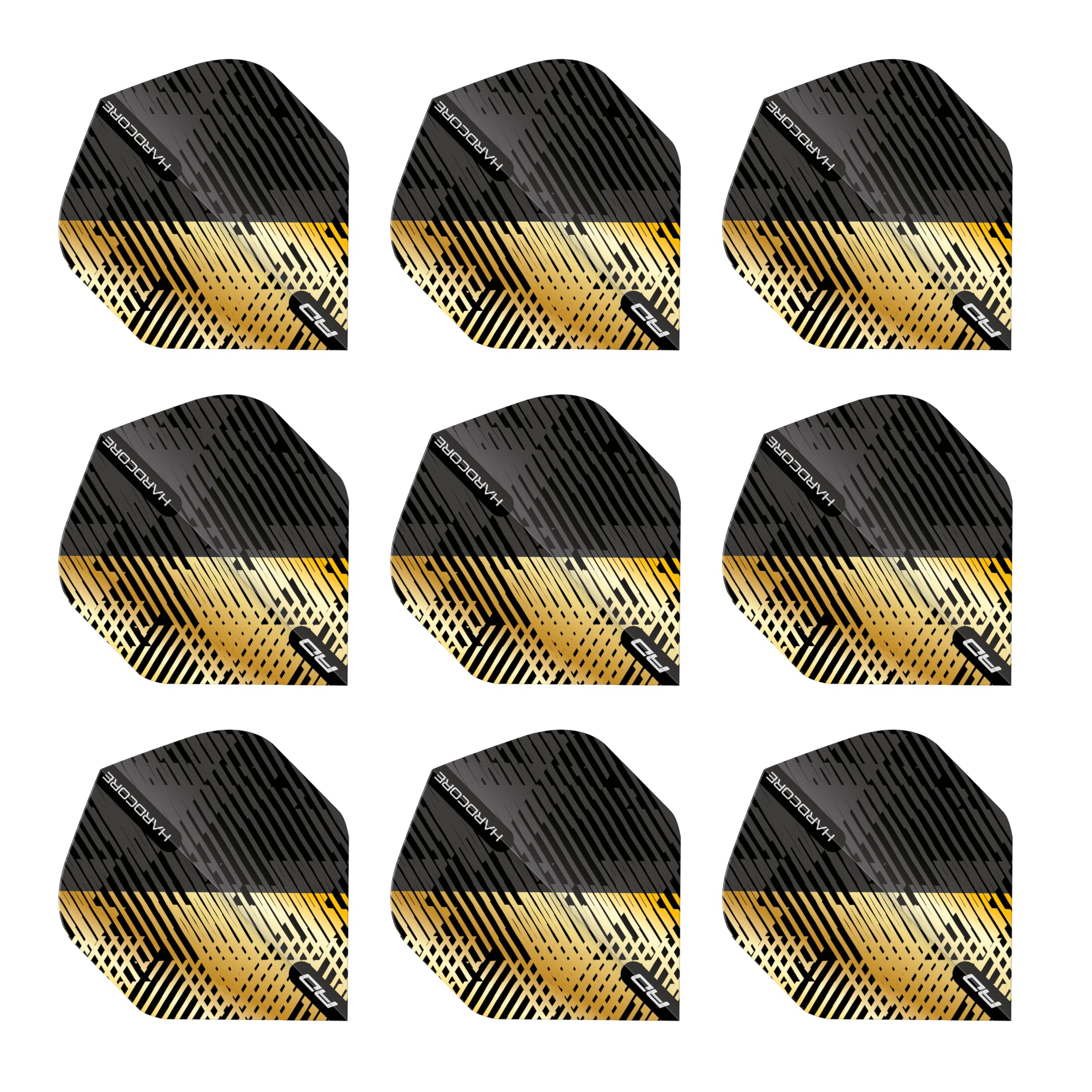 RED DRAGON Hardcore Premium Gold & Black Fleck lotki – 3 zestawy w opakowaniu (łącznie 9 lotów w rzutkach)