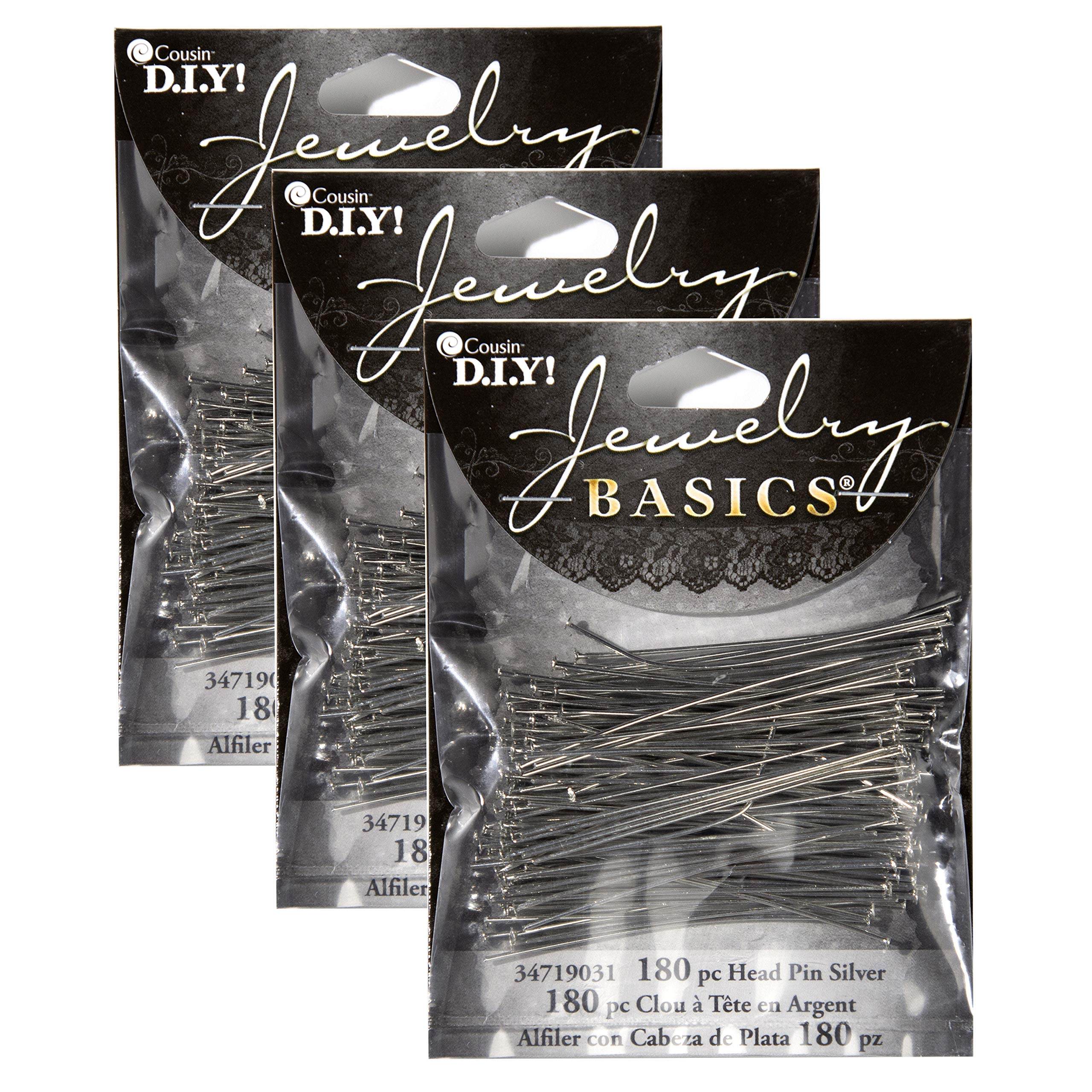 Cousin DIY Bulk Head Pins, Silver 540 Count