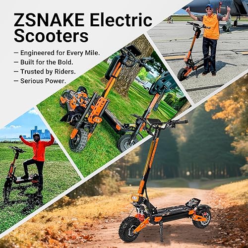Miniatura 7 de ZSNAKE Patinete eléctrico para adultos 5600 W de potencia de doble motor velocidad máxima 52 MPH 60 V 28 Ah batería de 60 millas de alcance de 11