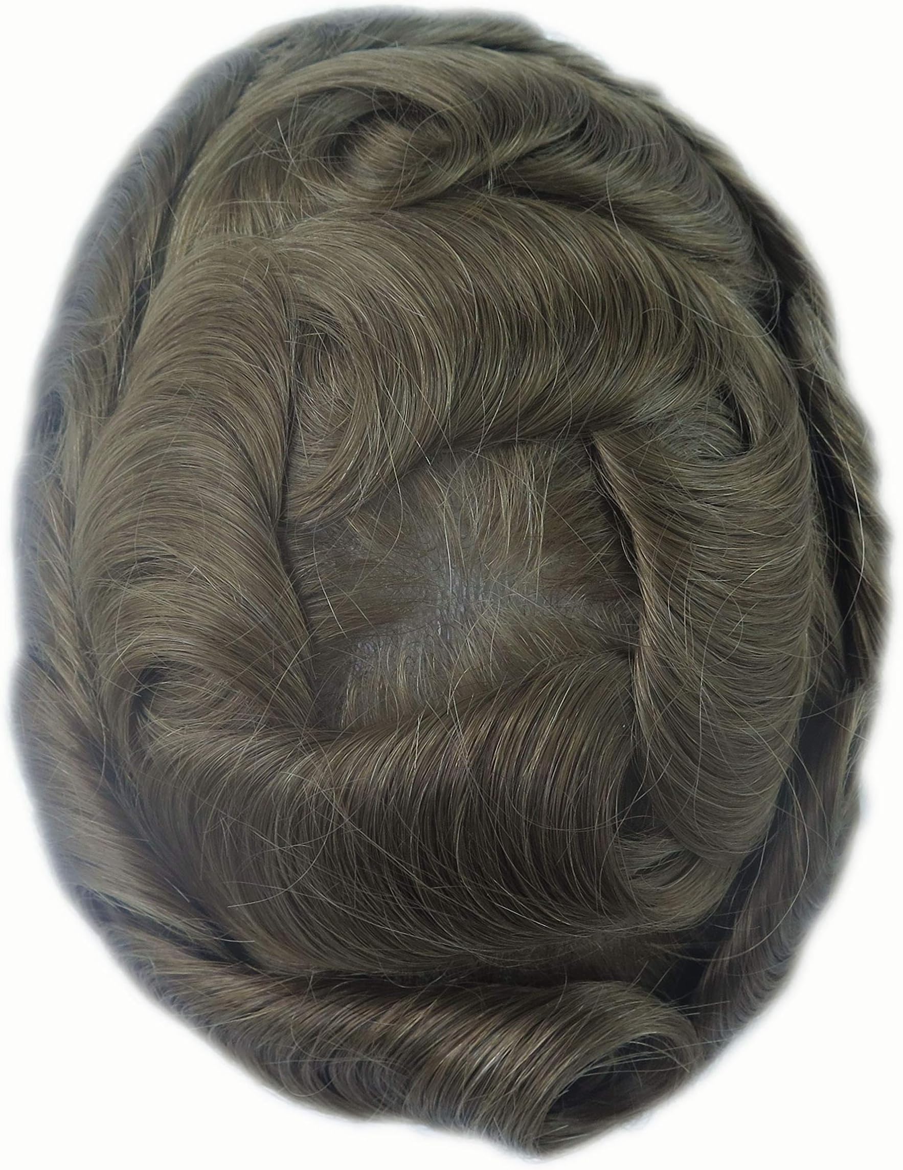 100% Human Hair Replacement System for Men Toupee Super Thin Poly Skin 0.02mm Hairpieces NG#18