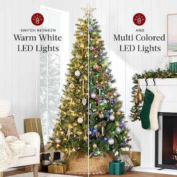 Best Choice Products 9ft Pre-Lit Cashmere Christmas Tree, Premium Artificial Holiday Decor w/Cordless Connection, 2-in-1 LED Lights, Folding Stand