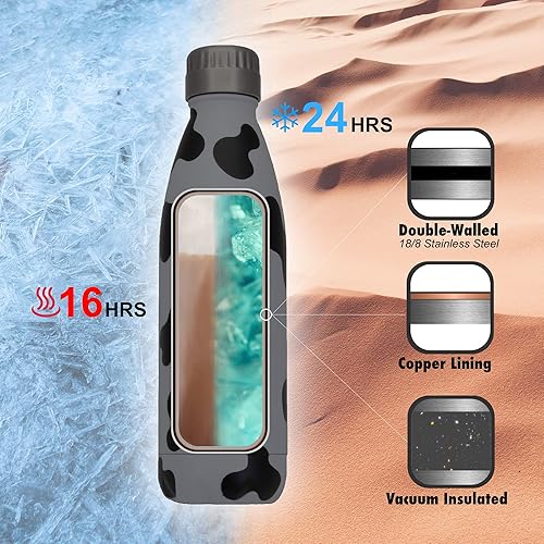 Miniatura 4 de VAST HydraCore Vastigo - Botella de agua reutilizable de acero inoxidable sin sudor (17 onzas) aislada al vacío con forro de cobre de doble pared