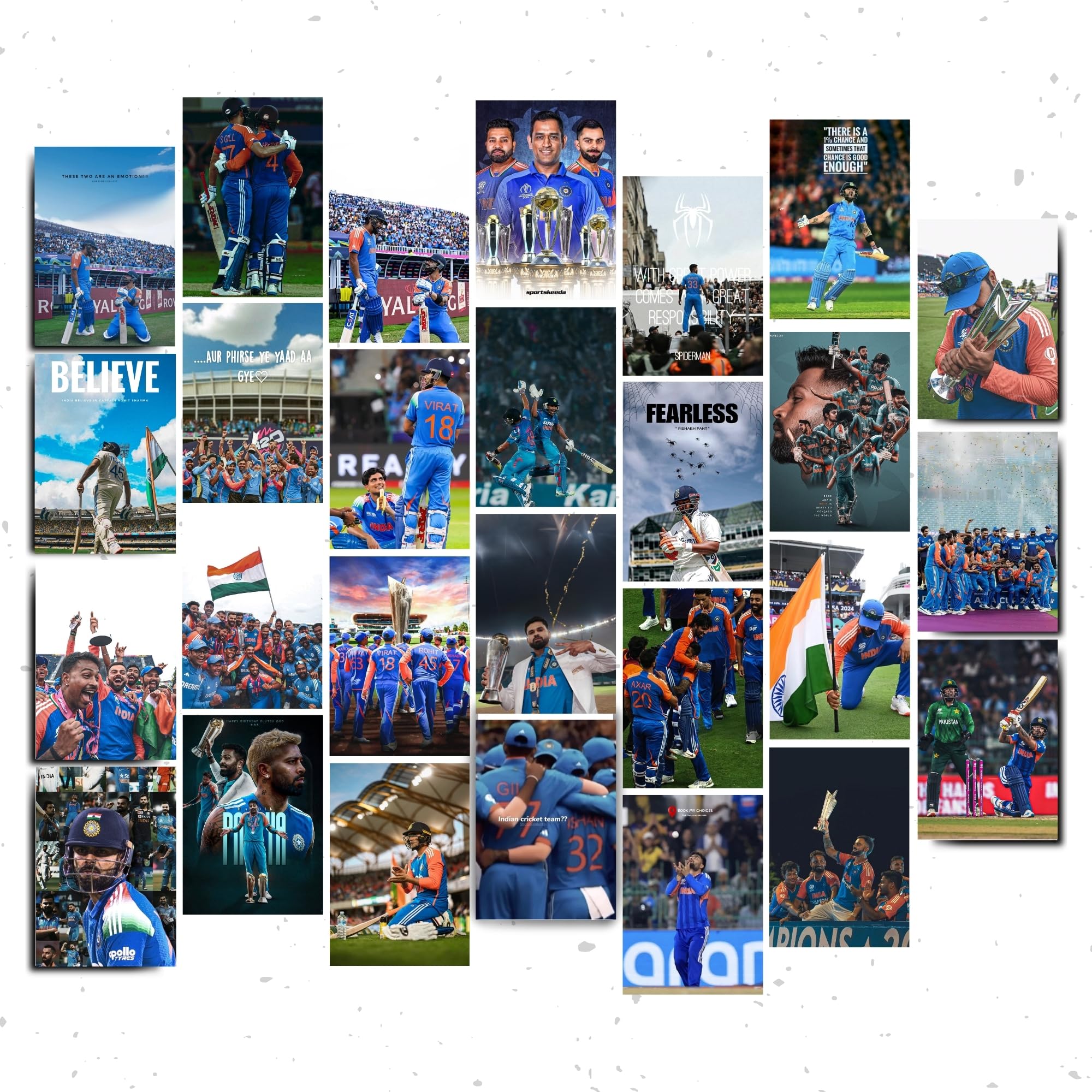 Aonami Cricket Wall Poster Set For Room A6 Size Pack Of 27 Posters Printed On 300 Gsm Matte Paper With Glue Dots Included Indian Cricket Team Worldcup Decor Artwork-image-9