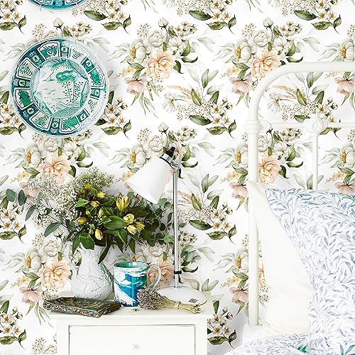 Miniatura 2 de Blooming Wall DPY53P Papel tapiz autoadhesivo con textura de hojas frescas y removibles de acuarela