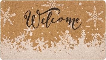 Christmas Welcome Doormat, Non-Slip Winter Front Door Mat, 17 x 29 in