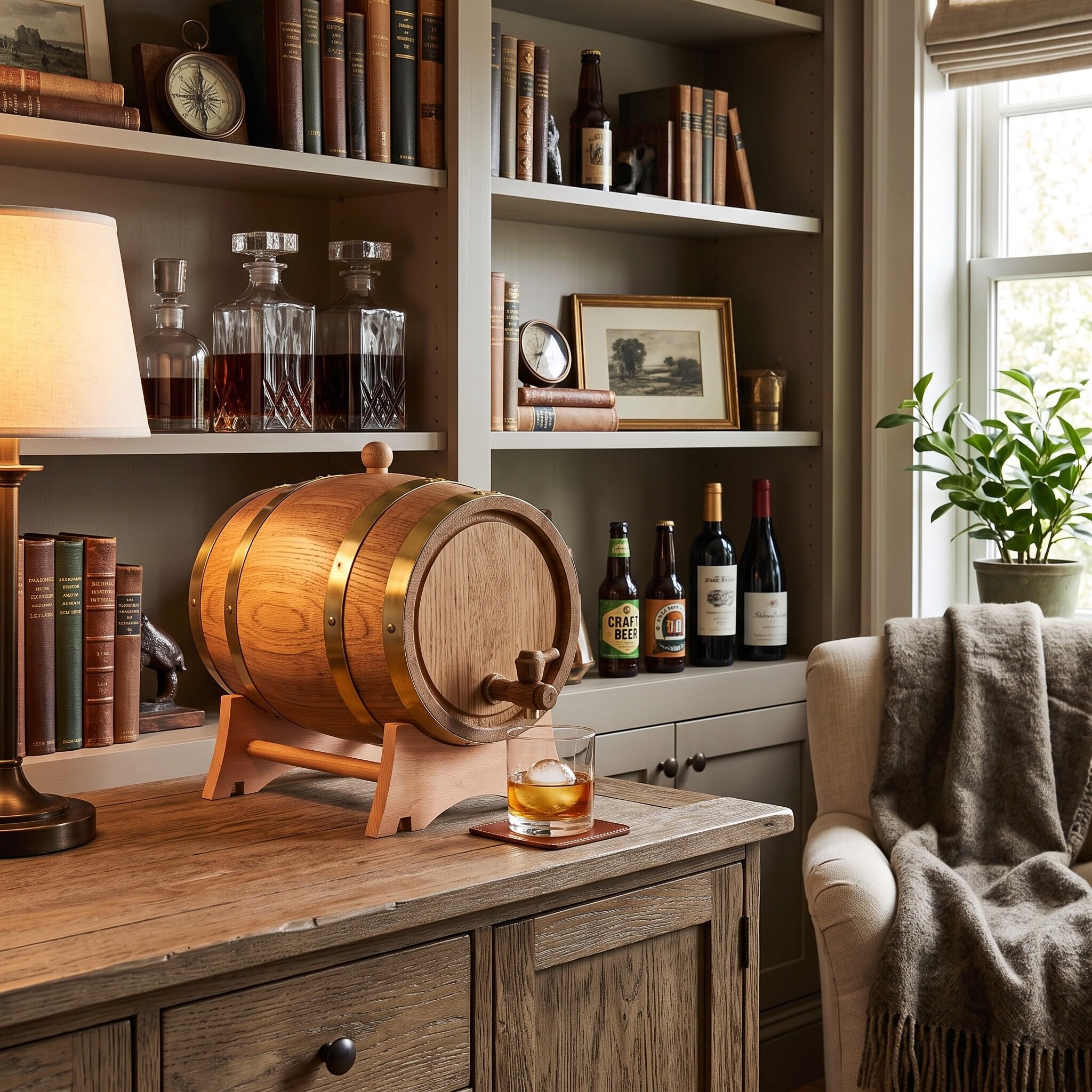 Holzfass 3L Blau aus Eiche für Bier, Wein, Brandy und Whisky