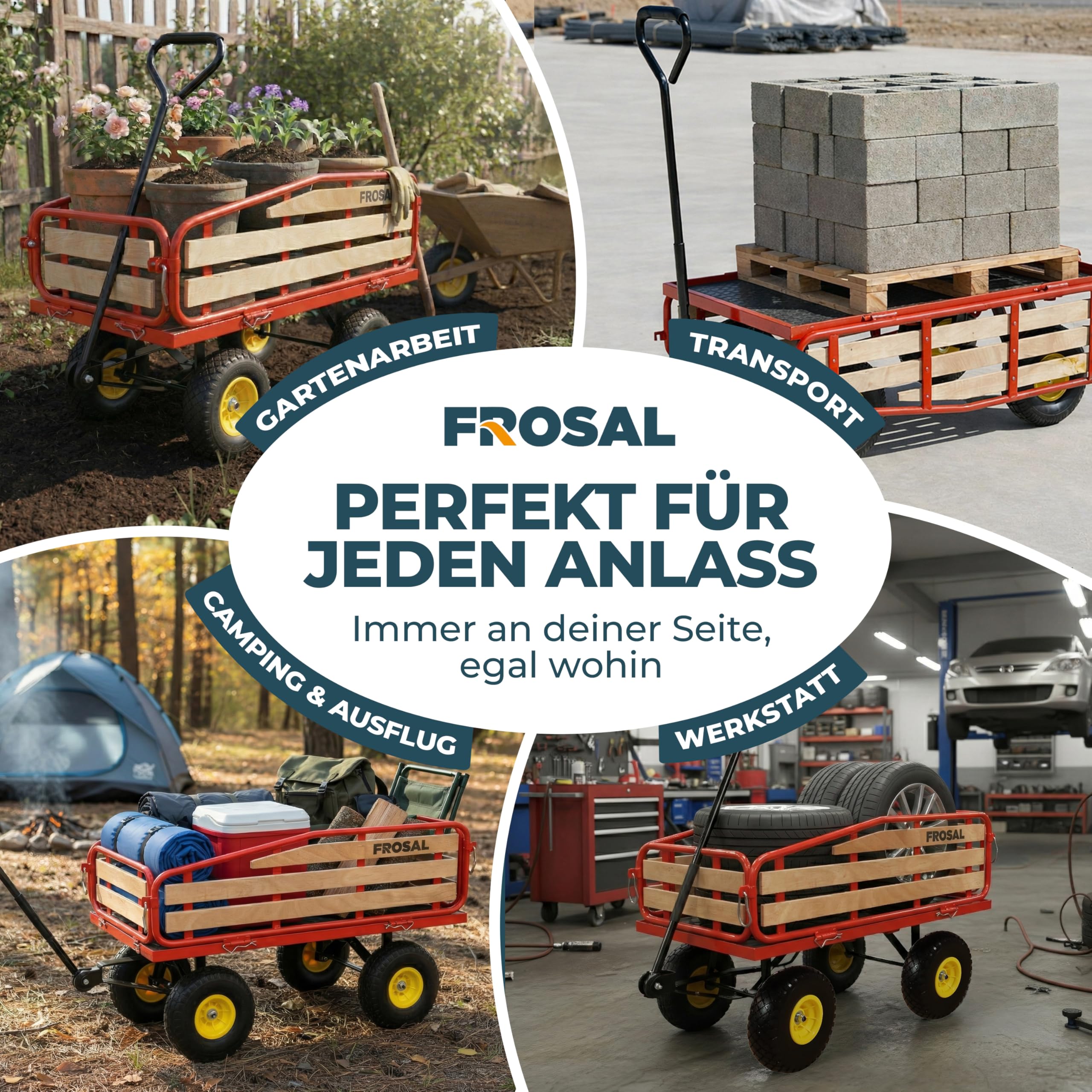 FROSAL Handwagen Transportwagen Gartenwagen Bollerwagen Sven