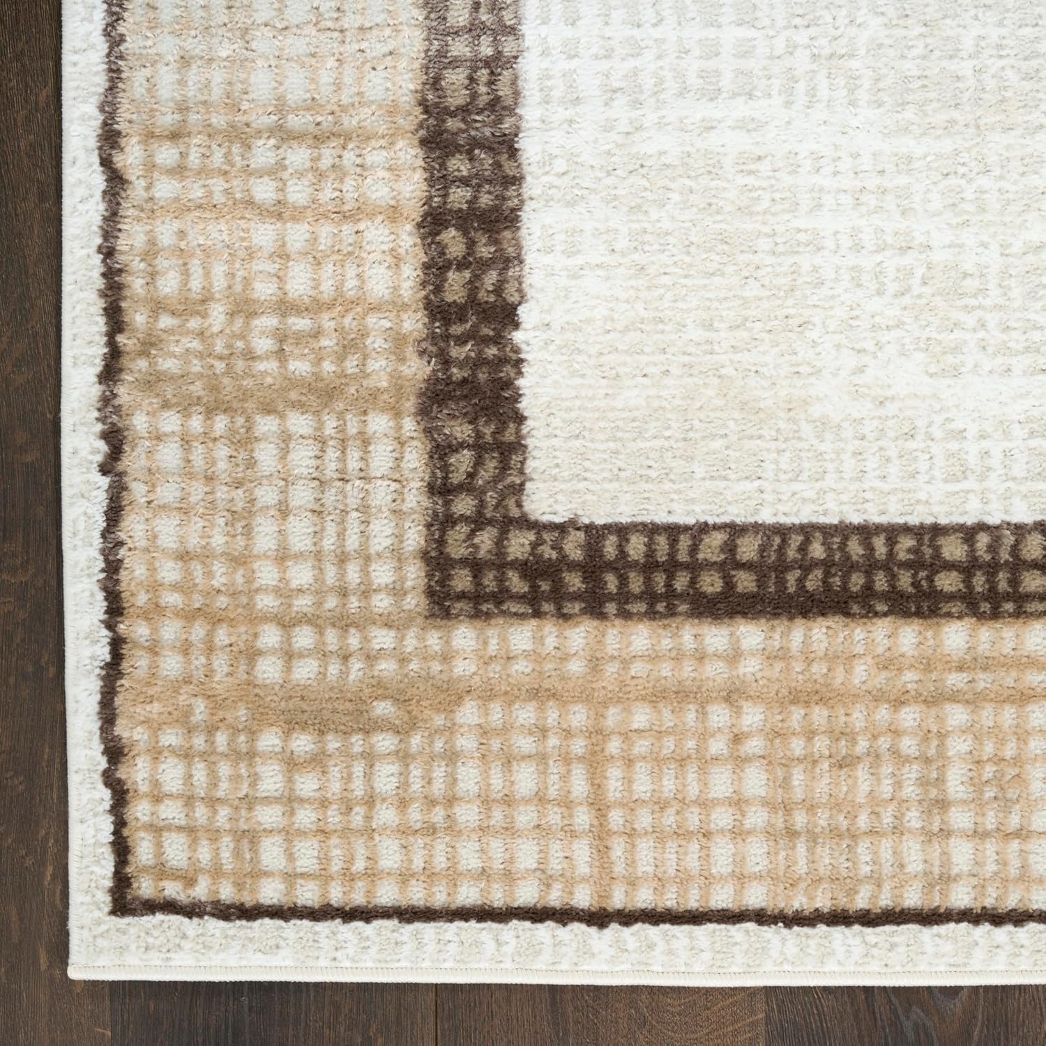 Nourison Home Dekor Ivory Brown 2' x 4' Area Rug - Easy Clean, Non Shedding, Bed Room, Living Room, Dining Room, Kitchen (2' x 4')