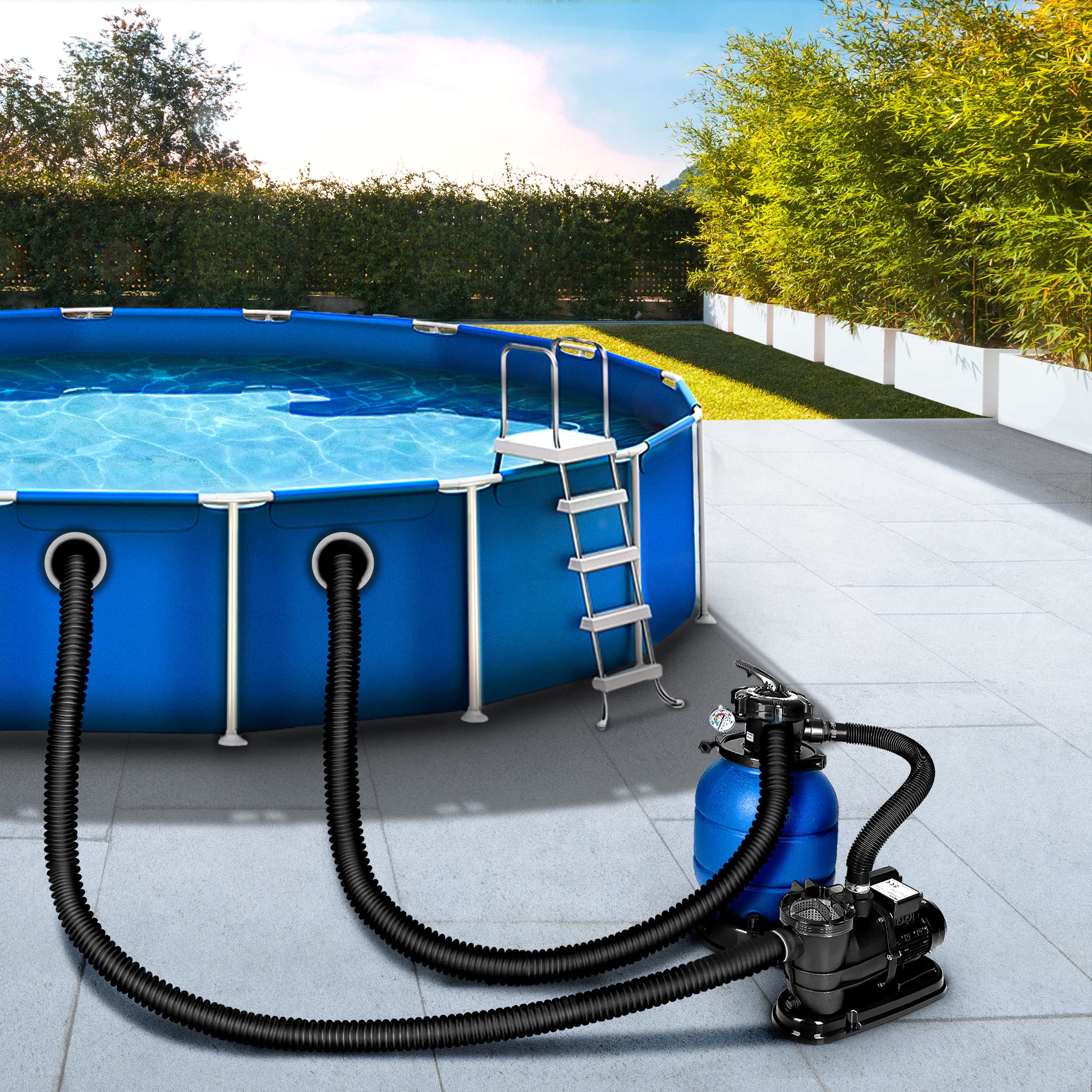 tillvex Manguera Flexible Solar de Piscina 32-38 mm para Bombas, Depuradoras y Cloradores (Negro, 20m / 38mm)