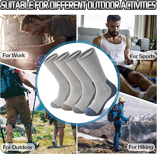 Miniatura 6 de ProEtrade 4 Pairs Merino Wool Hiking Socks Thermal Warm Winter Cushion Moisture Wicking Boot Socks for Men