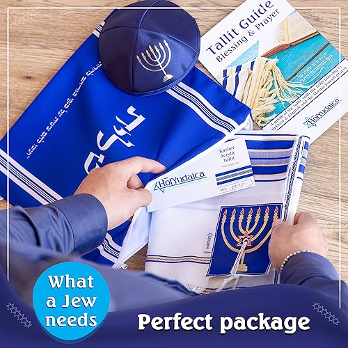 Miniatura 5 de Tallit Chal de oración con bolsa a juego, certificado Kosher, diseño Kumi Ori Uniq fabricado en Israel, tallit acrílico suave