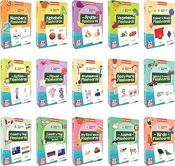 Flash Cards for Kids (Set of 15) Early Learning Flash Cards Easy & Fun Way of Learning 1 Year to 6 Years Babies (Combo Set)