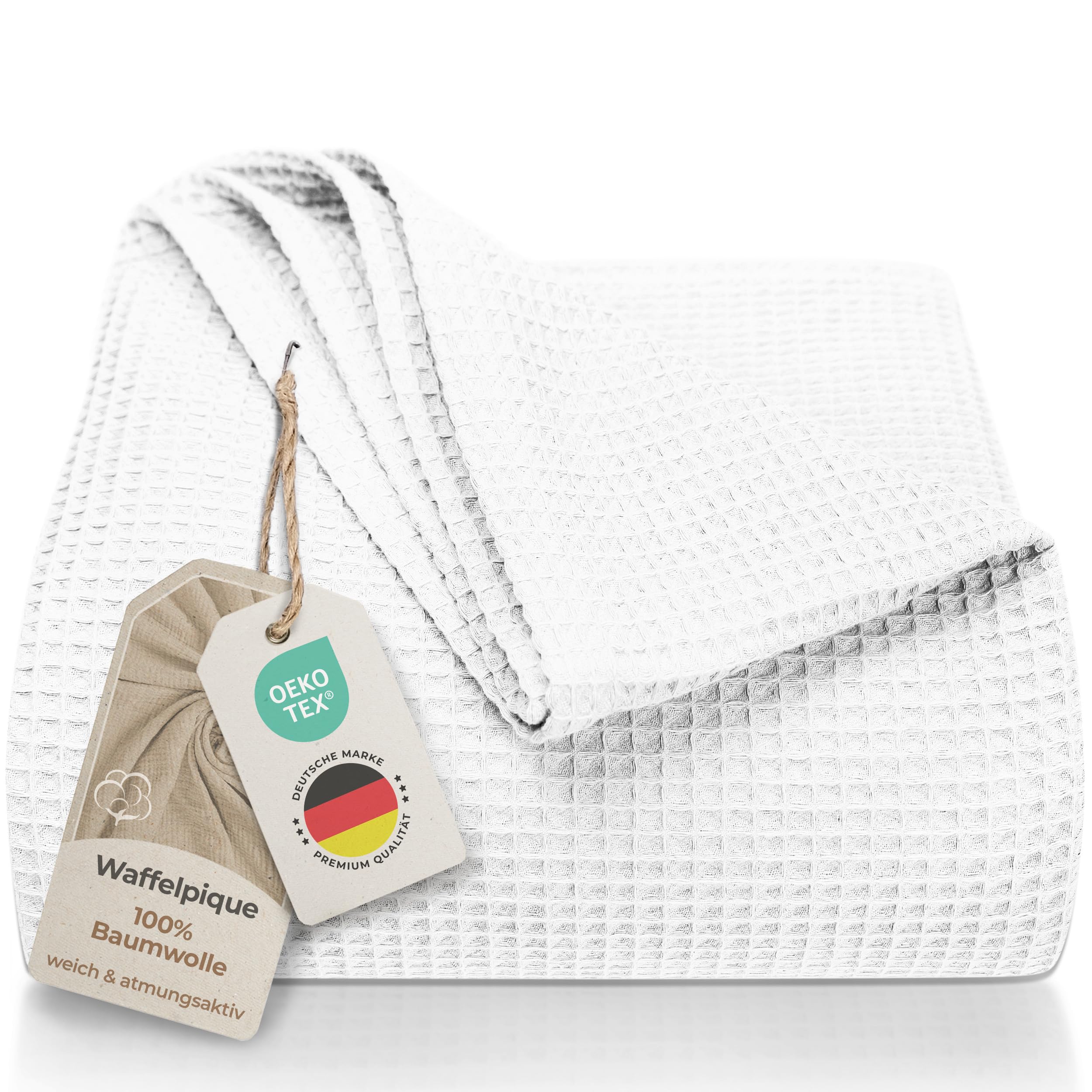 LAYNENBURG Manta para Sofá Verano 150 x 200 cm - Waffle Pique 100% Algodón - cocha Ligera de Verano - Manta de algodón como Manta de Cama, de sofá - Manta de sofá aireada (Blanco) OEKO-TEX STANDARD 100