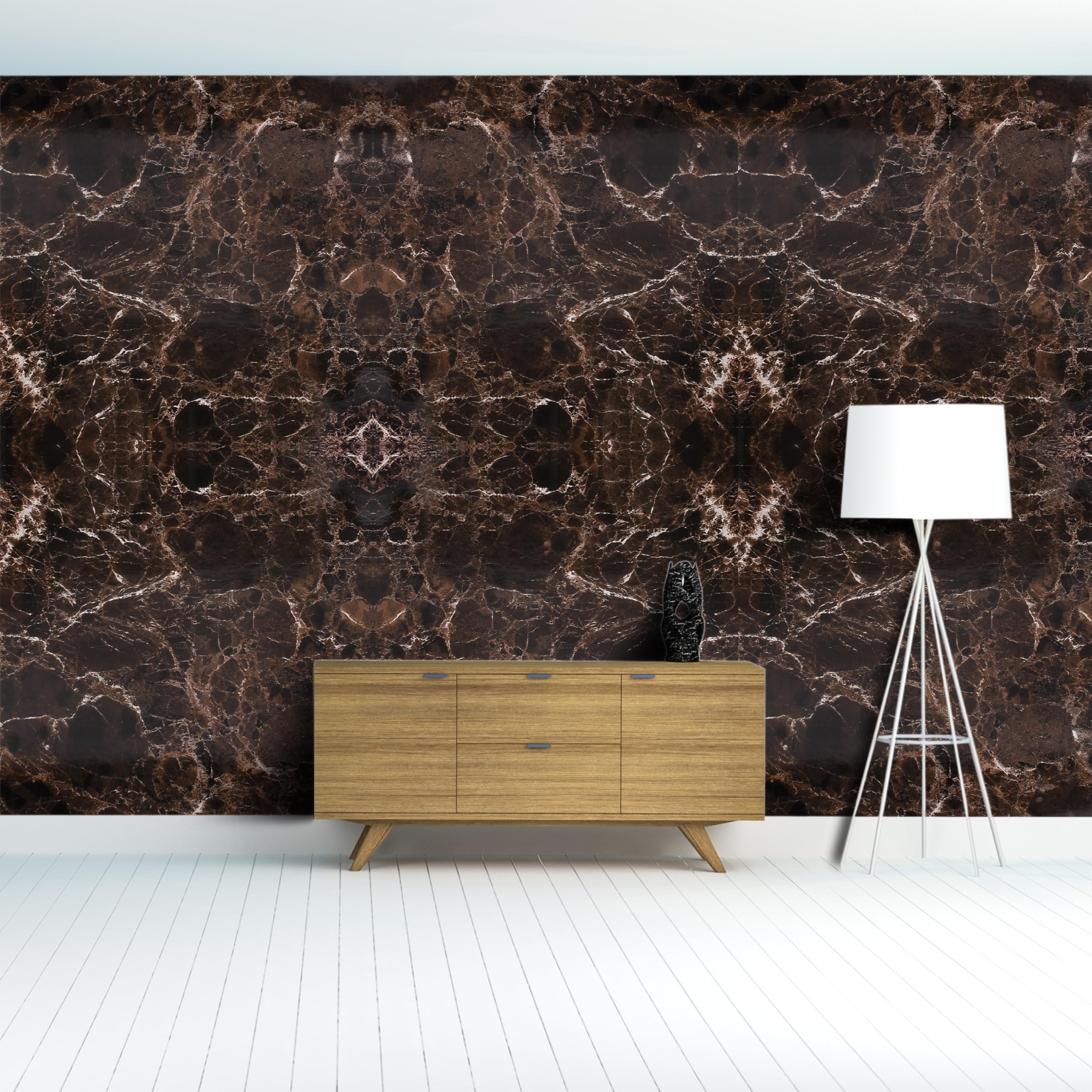 Marble Vinyl Wallpaper | Self-Adhesive PVC Marble Sheet for Walls, Furniture & Countertops | Peel & Stick Decorative Wallpaper | for Home & Office Décor - Color Dark Brown, Size 30 * 60cm
