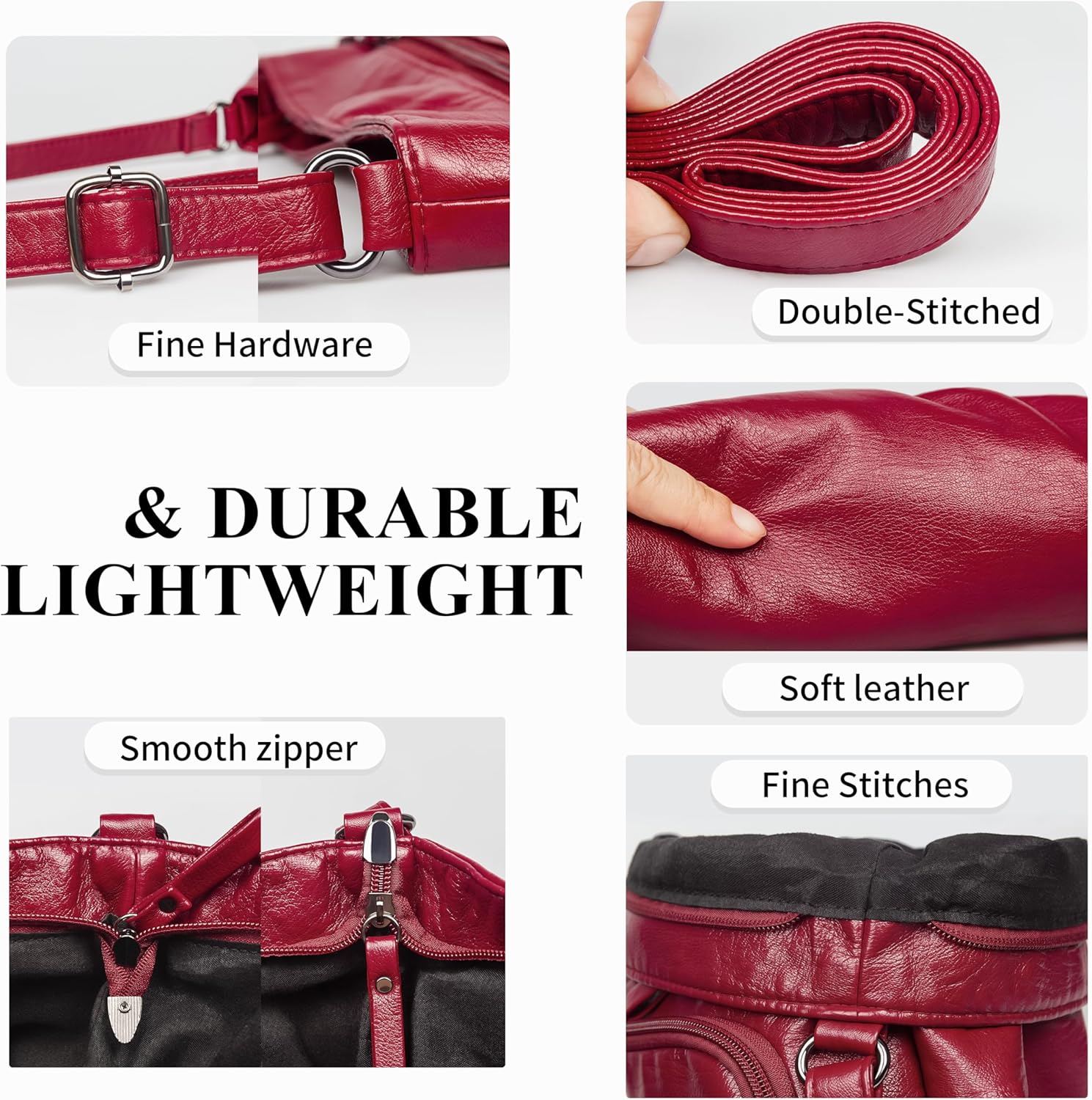 Crossbody Purses for Women Soft Vegan Leather Cross Body Handbag Lightweight Medium Shoulder Purse Travel Casual Bag - Image 5