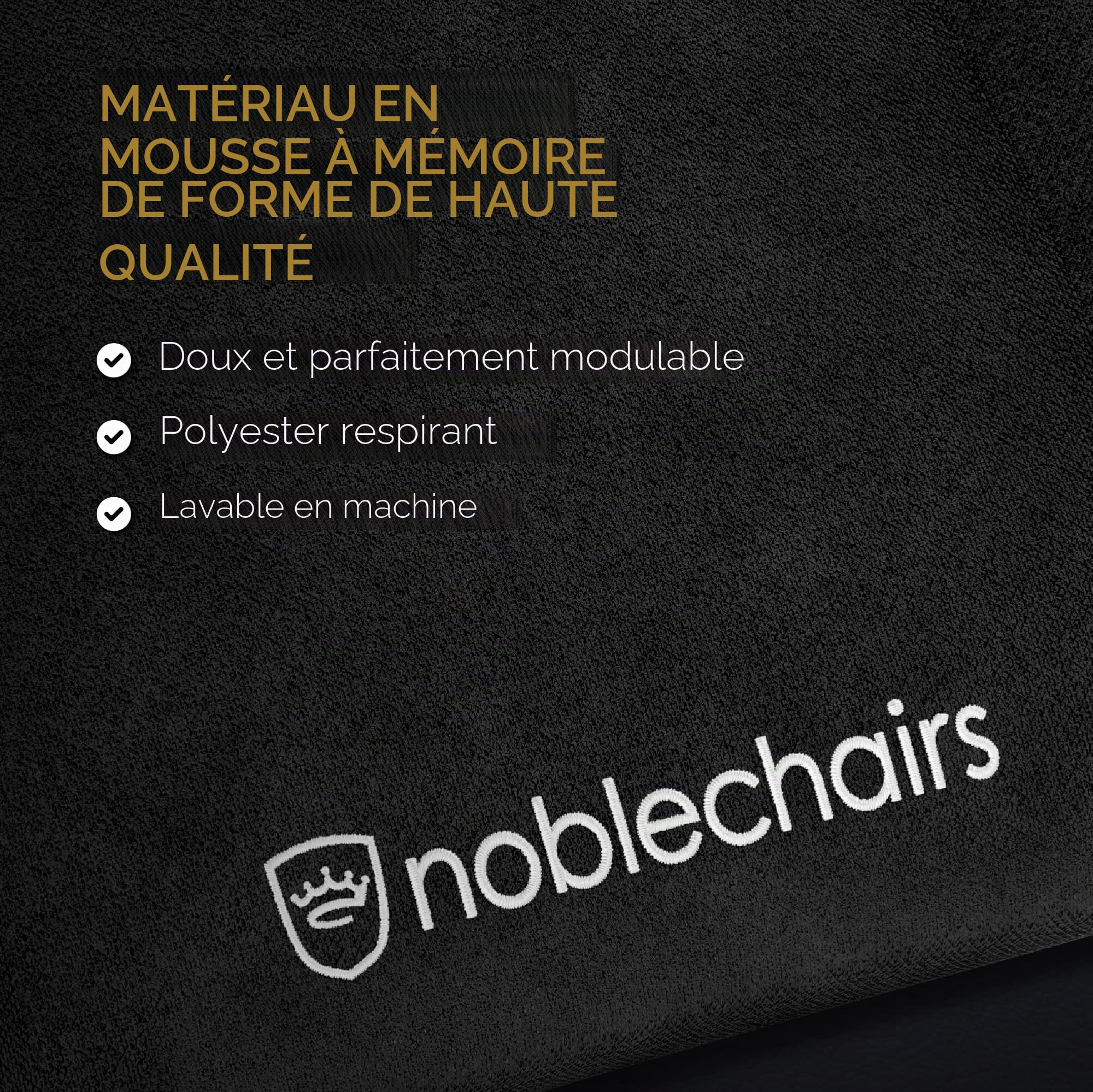 noblechairs Set de Coussin Memoire Forme, Oreiller Memoire Forme pour Chaise Gaming, Soutien Parfait du Cou, Ensemble de Coussin Ergonomique Chaise Bureau (Noir)