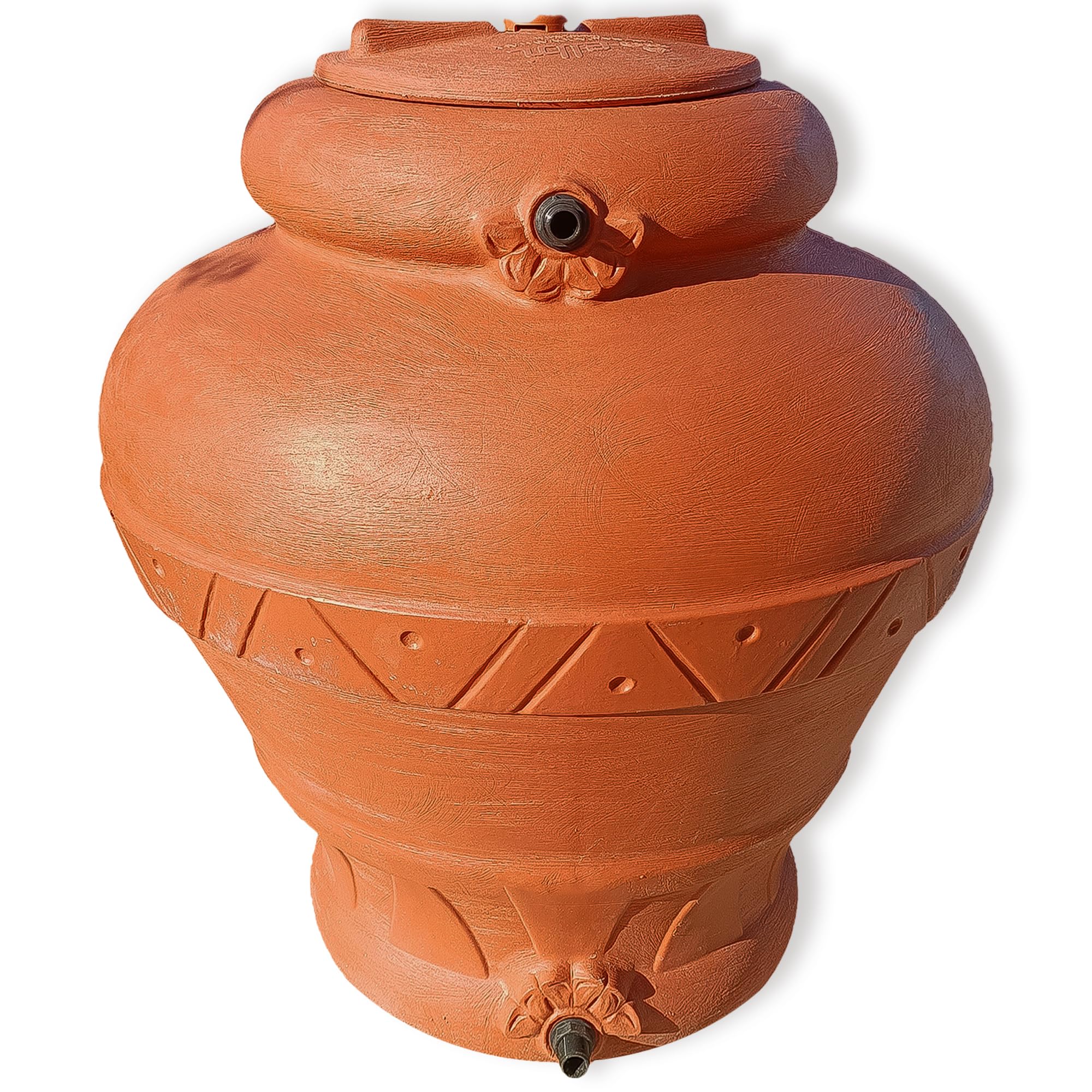 ESTO Serbatoio Acqua Elegante con Predisposizione Rubinetto 300 o 500 Litri, Cisterna Design Terracotta, Vaso Antico, Anfora, in Plastica Acqua Piovana 1000 LT/POMPA+PRESS CONTROL