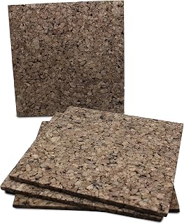 Flipside Products 12x12 Thick Dark Brown Cork Tiles - Self-Healing Wall Bulletin Boards with Adhesive, 4-Pack
