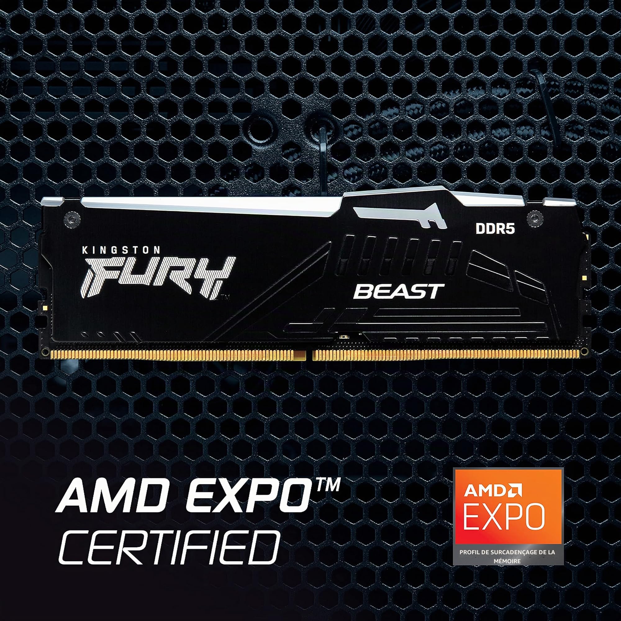 Kingston FURY Beast Noir RGB 32Go (2x16Go) 5600MT/s DDR5 CL40 DIMM Mémoire pour PC de Gamer Kit de 2 Intel XMP - KF556C40BBAK2-32