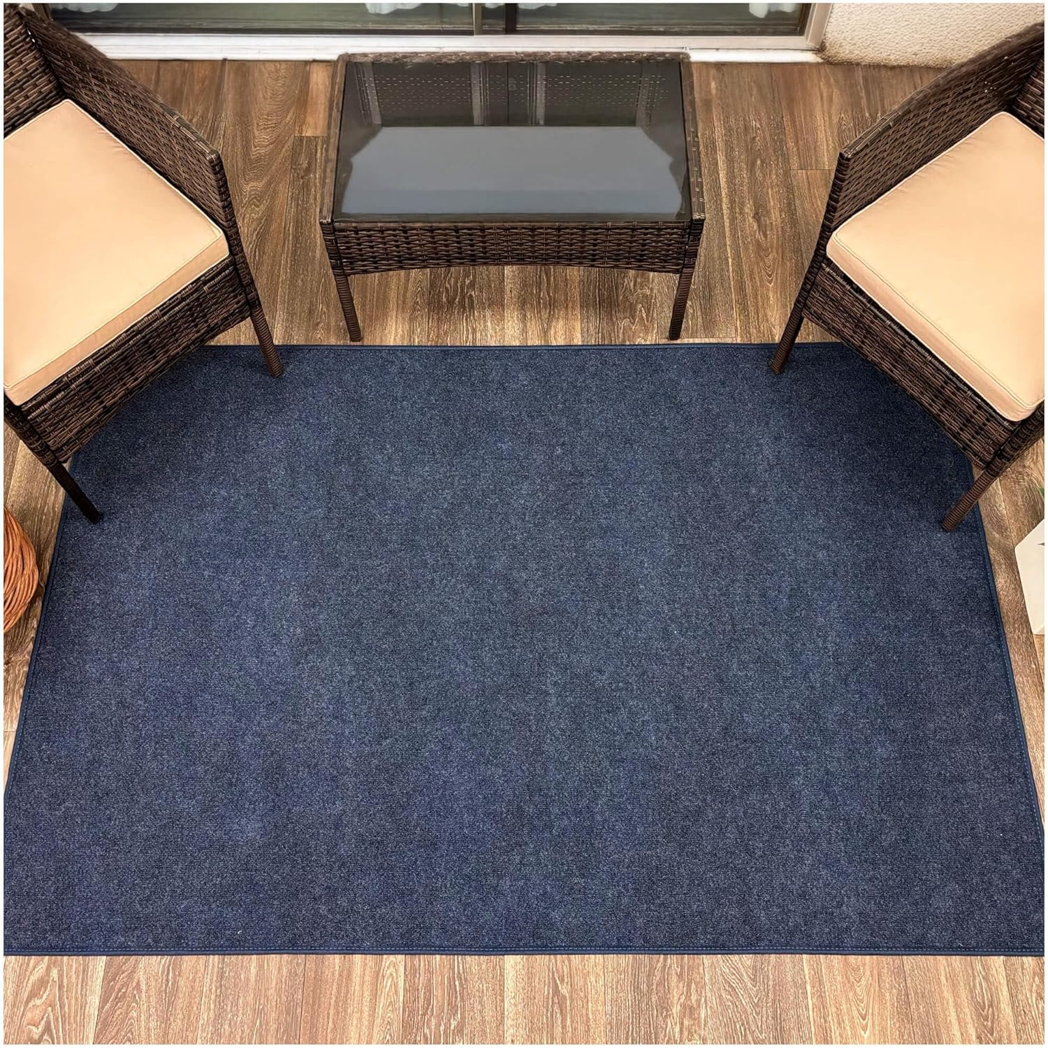 KOECKRITZ 6' x 12' Indoor/Outdoor Area Rug – Fade Resistant, Lightweight Polyester Carpet for Porch, Patio, Deck, Living Room & Events - Blue