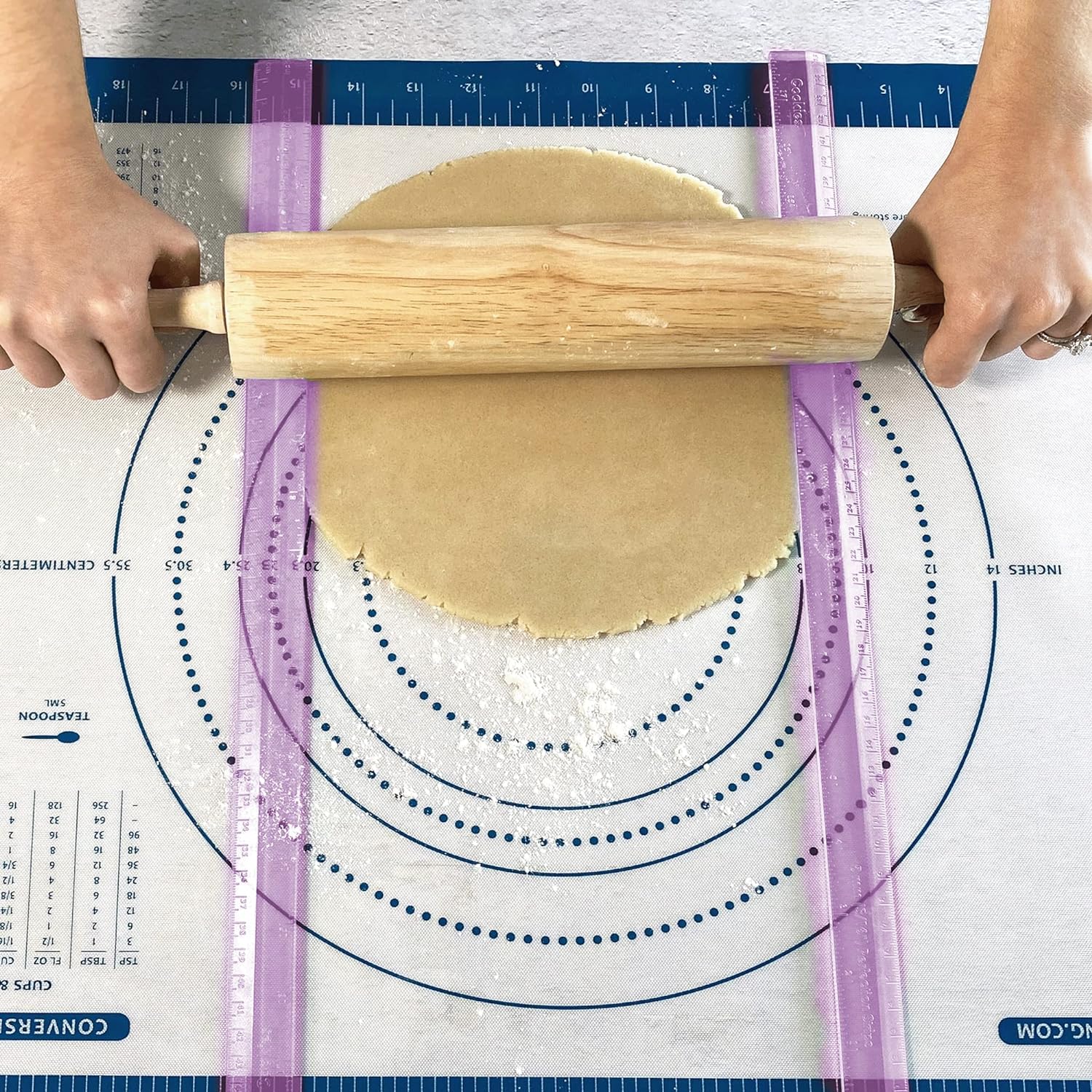 R&M International 2754 Pastry Guide Rulers for Pie Crust, Cookie Dough, Fondant, and More, 6-Piece Set, Assorted Sizes and Colors