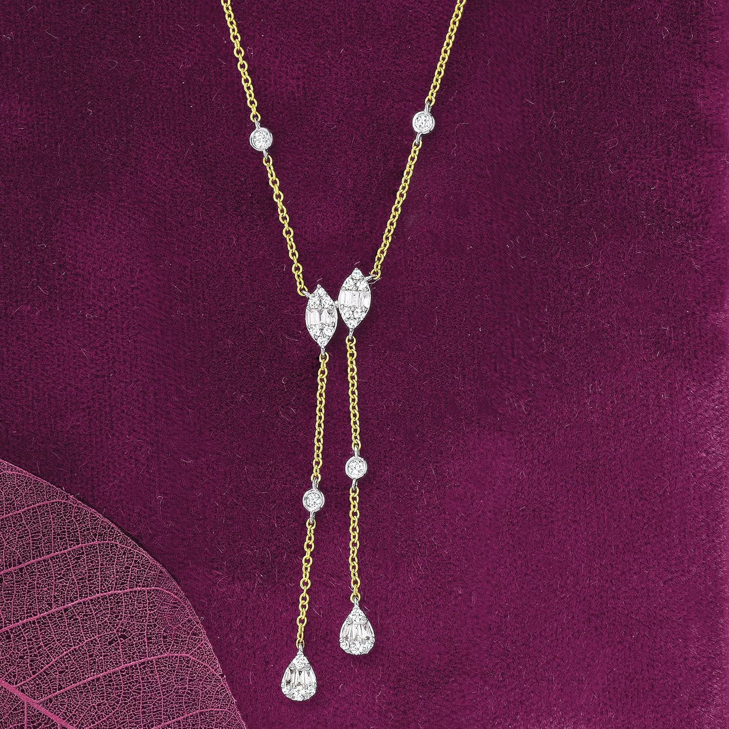 Miniatura 3 de Ross-Simons Collar en Y de diamantes de 050 quilates en oro de 2 tonos de 14 quilates 16 pulgadas Diamante Diamante