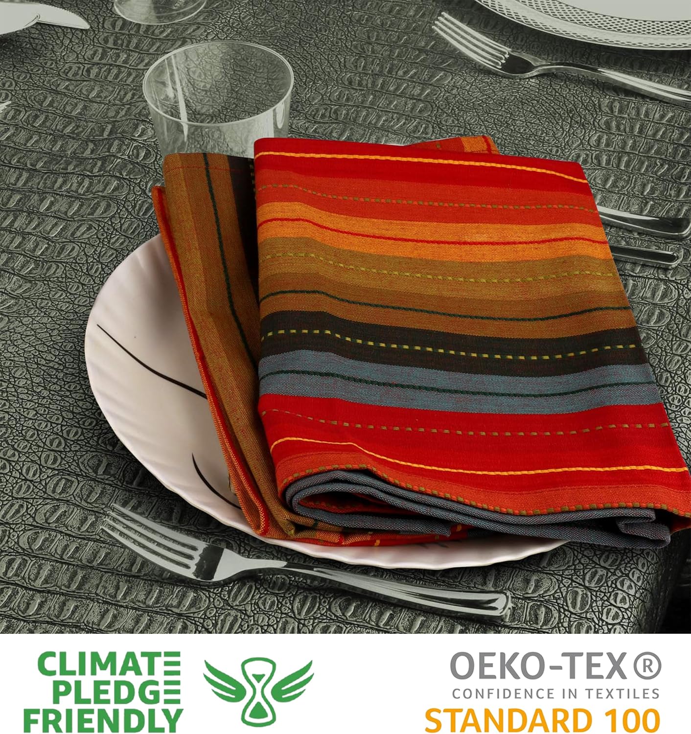 Urban Villa Kitchen Towels 100% Cotton Dish Towels for Kitchen (Set of 6) 20"x30" Highly Absorbent Kitchen Linen Set with Hanging Loop Dish Cloths Perfect for Drying Dishes Cleaning Towels - Red Multi - Image 3