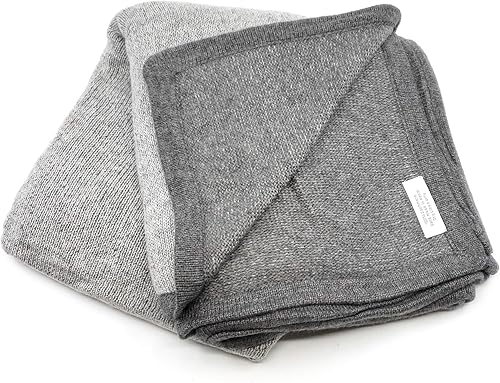 Miniatura 2 de Manta de viaje de punto 100 cachemira de lujo hecha a mano en Nepal gris oscuro con borde carbón