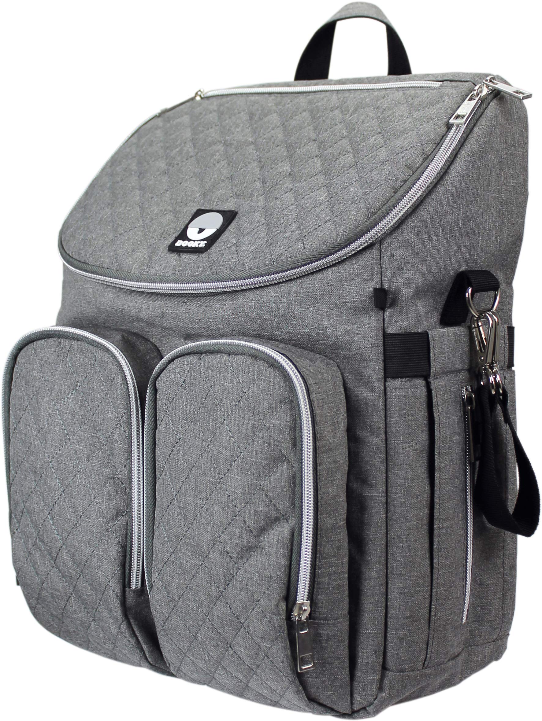 Sac à langer à fermeture éclair Dooky gris à 11 compartiments