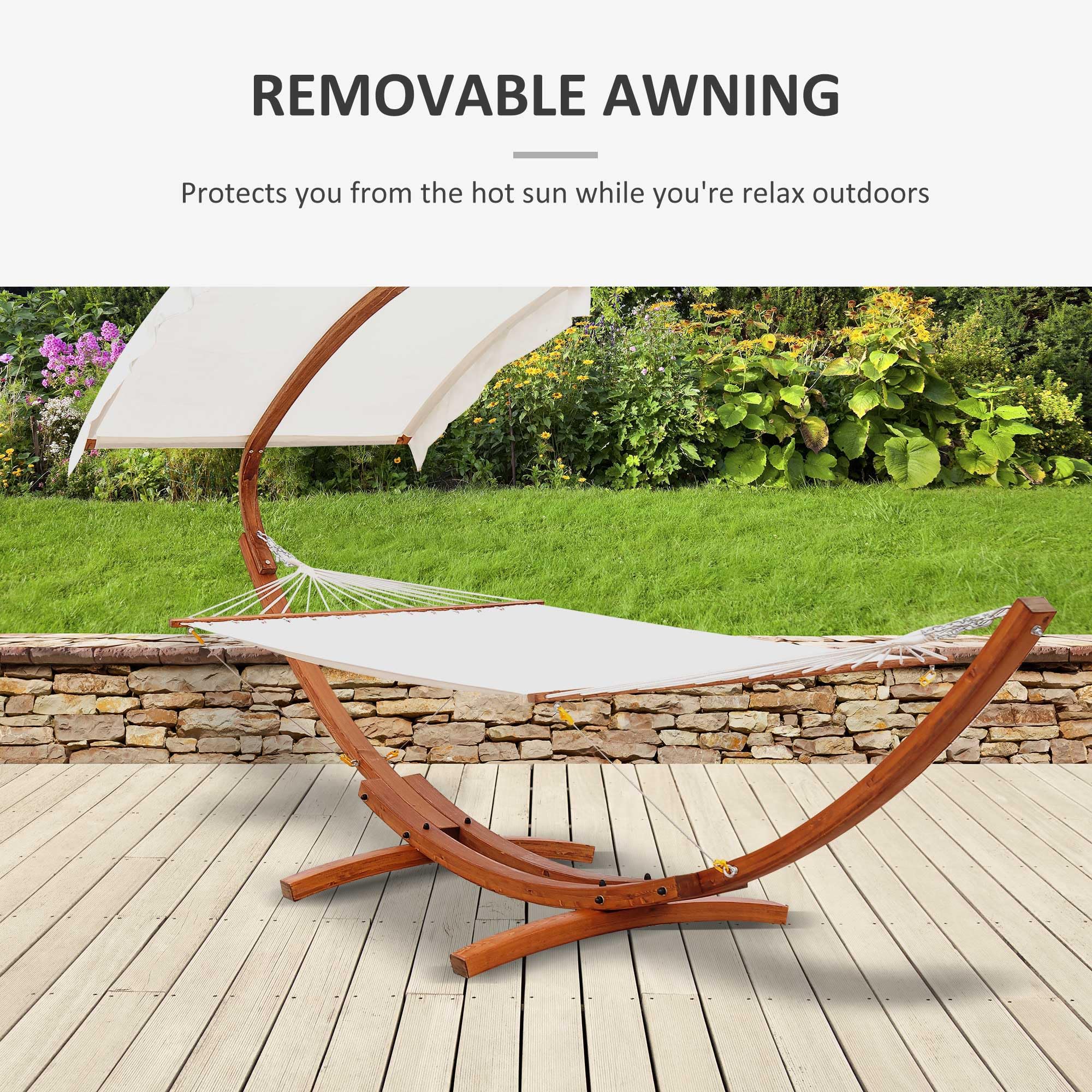 Outsunny 13ft Wooden Arc Hammock With Canopy Outdoor Hammock Bed