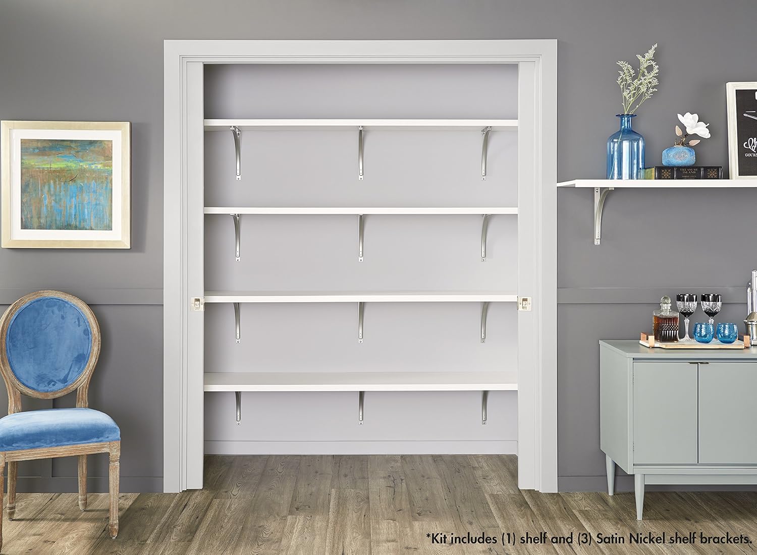 ClosetMaid 1408 Premium Wood Shelving Hang Rod Support Hook, 3.9H X 1.38W X 4.49D, Satin Nickel : Clothing, Shoes & Jewelry