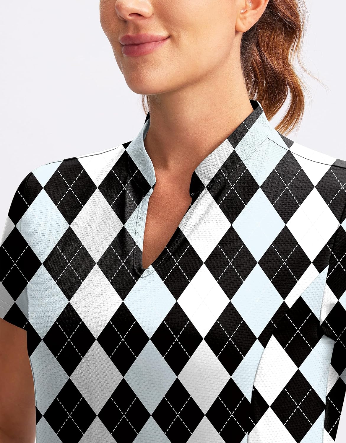 Obla Women's Golf Polo Shirt V-Neck Short Sleeve Collarless Quick Dry Tennis Running T Shirt Golf Tops for Women