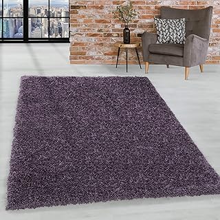 HomebyHome Shaggy Teppich Läufer Flur 60 x 110 cm - Shaggy Teppich Hochflor Violett Extra Weich und Flauschig - Bettvorleger Teppiche für Schlafzimmer - Waschbarer Küchenläufer - Carpet, Halı, Kilim