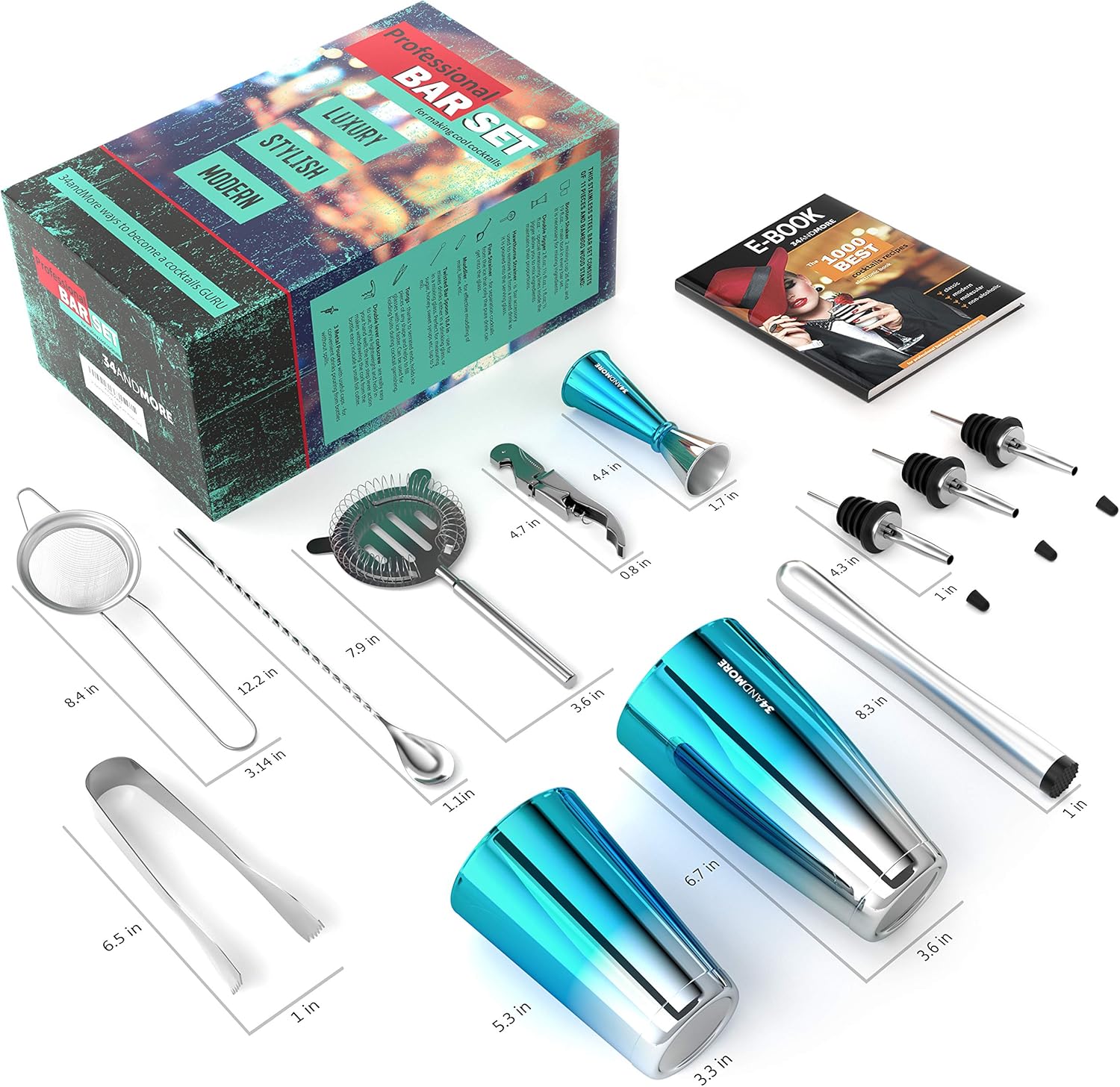 Bеѕt Cуbеr Dеаlѕ 🔥 Bartender Kit. Boston Cocktail Shaker Set. Mixology Bar Set Tools Accessories for Professional and Home Bartending. Barware Kit: Two Weighted Shaker Tins, Muddler, Strainer, Jigger, Mixing Spoon, etc