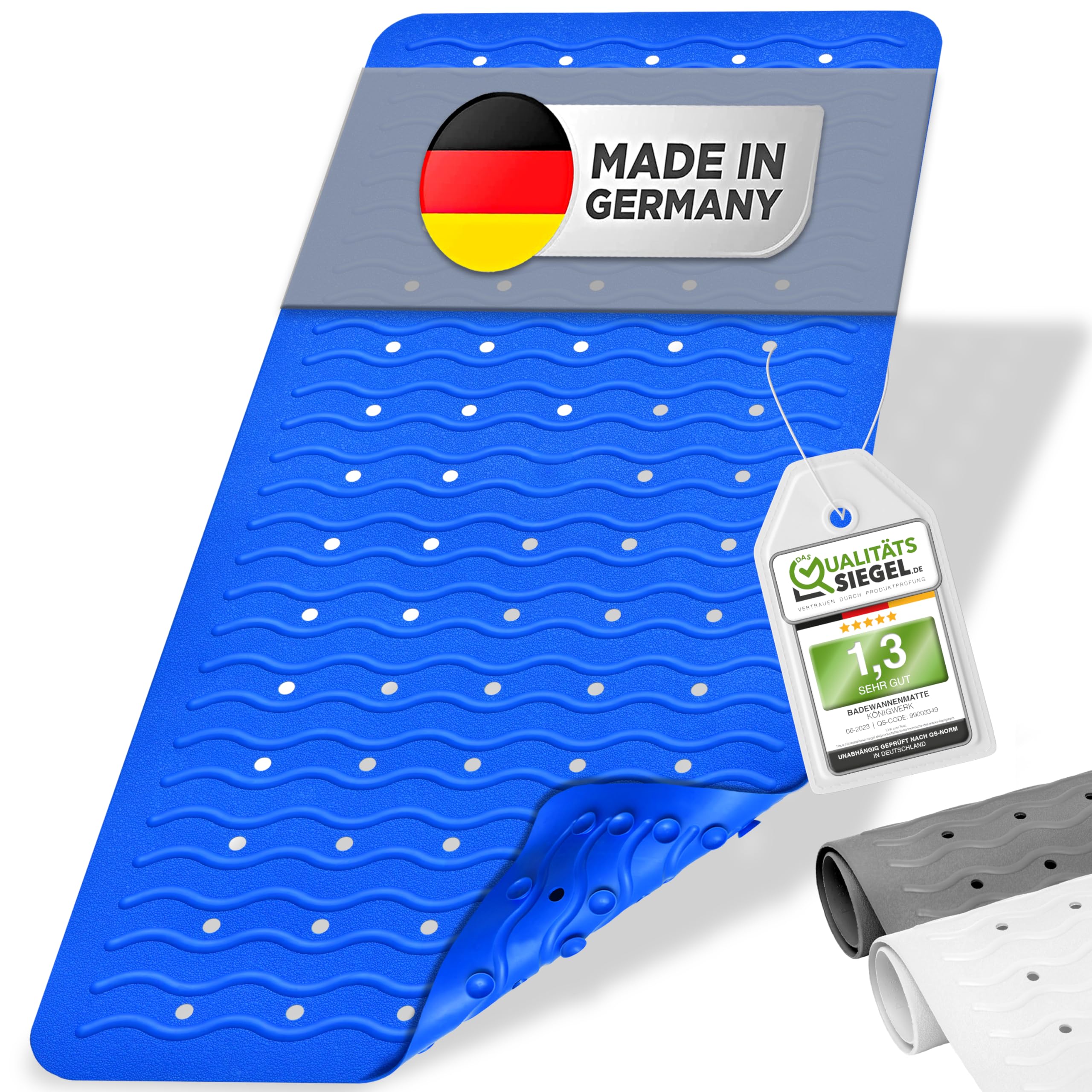 Königwerk Badewannenmatte rutschfest - 100% BPA frei [80x38cm] | Ohne PVC | Für puren Badespaß | Badematte Made in Germany | Antirutschmatte Badewanne - Ideal für Erwachsene & Kinder