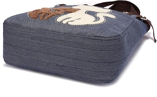 Miniatura 4 de KAUKKO Women Canvas Handbag Shoulder Bag Cat Big Tote Bag