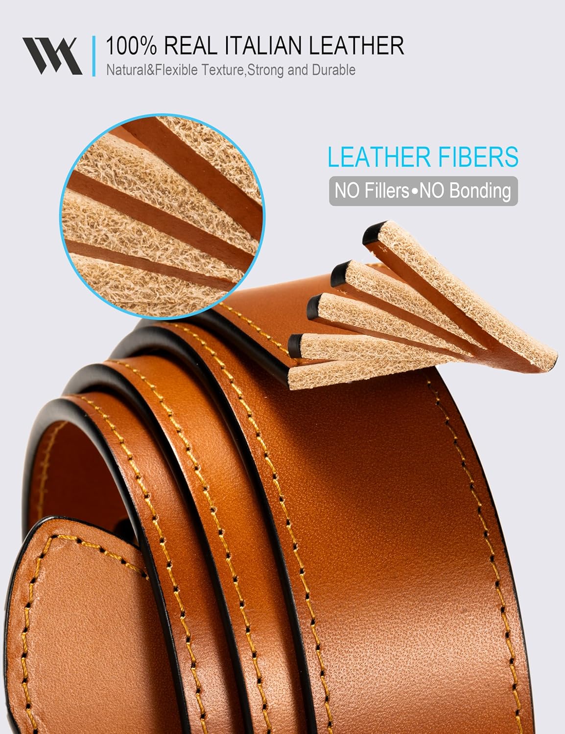 WOLFANT Men's 35mm Dress Casual Belt,100% Italian Full Grain Real Solid Leather - Image 3
