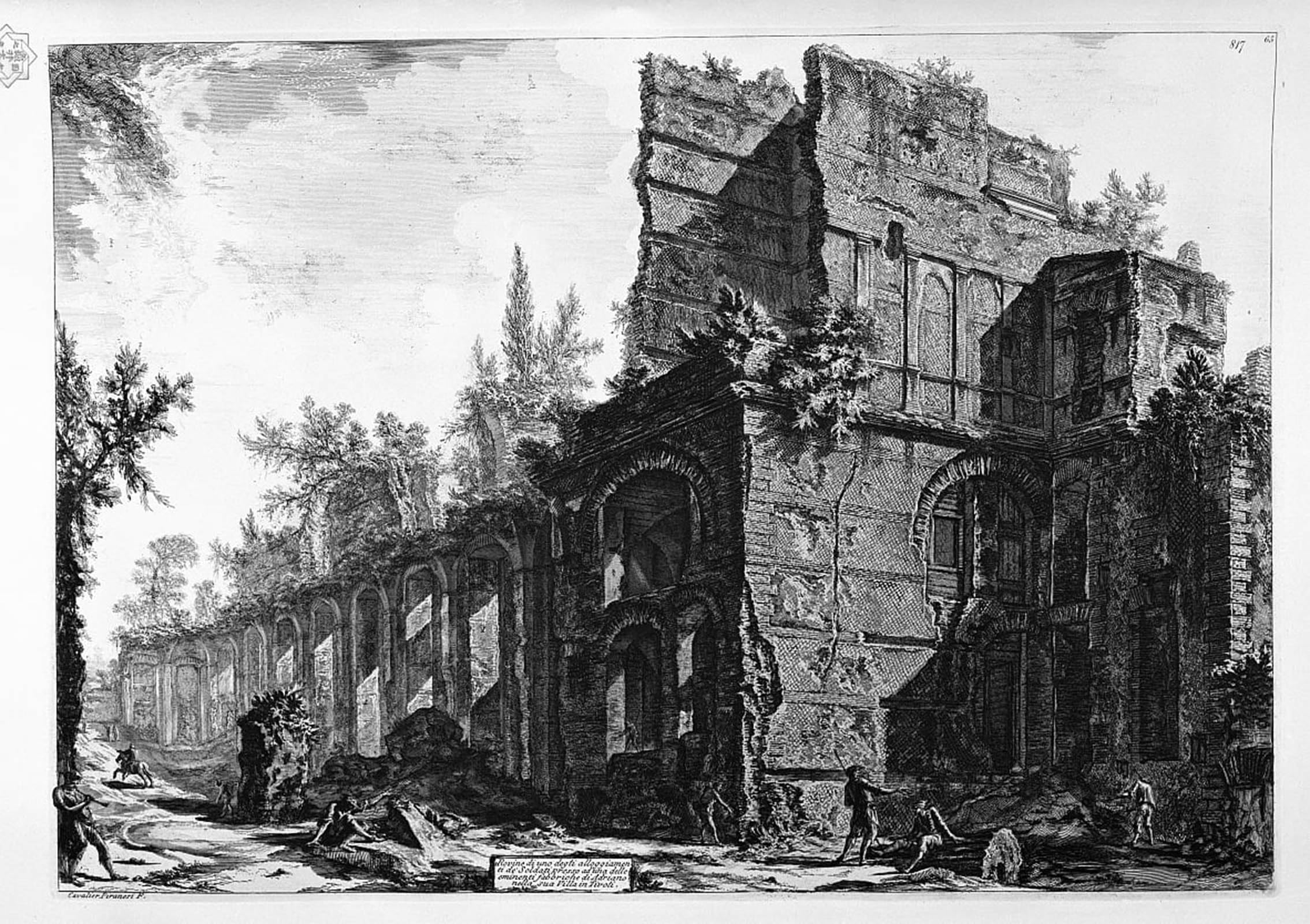 ARTXLXXBN Art Print Poster Vintage Wall Art Degli Alloggiamenti De' Soldati Presso Adunae Eminenti Fabbriche Di Adriano Nella Sua Villa in Tivoli by Battista Piranesi for Home Decor 60x90cm