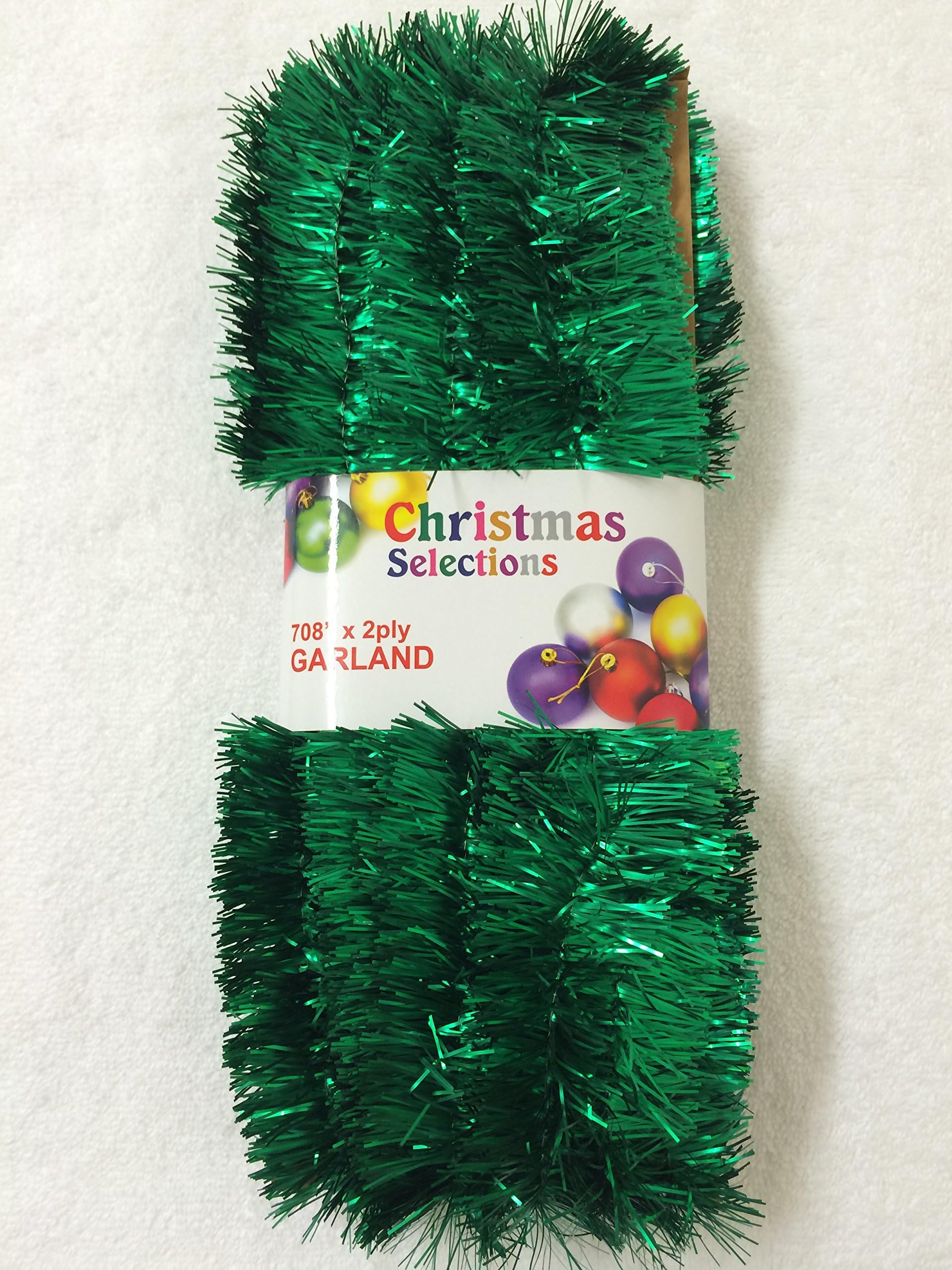 Christmas Garland 2-Ply Foil Tinsel Garland 708 Inch (59 Feet), Green