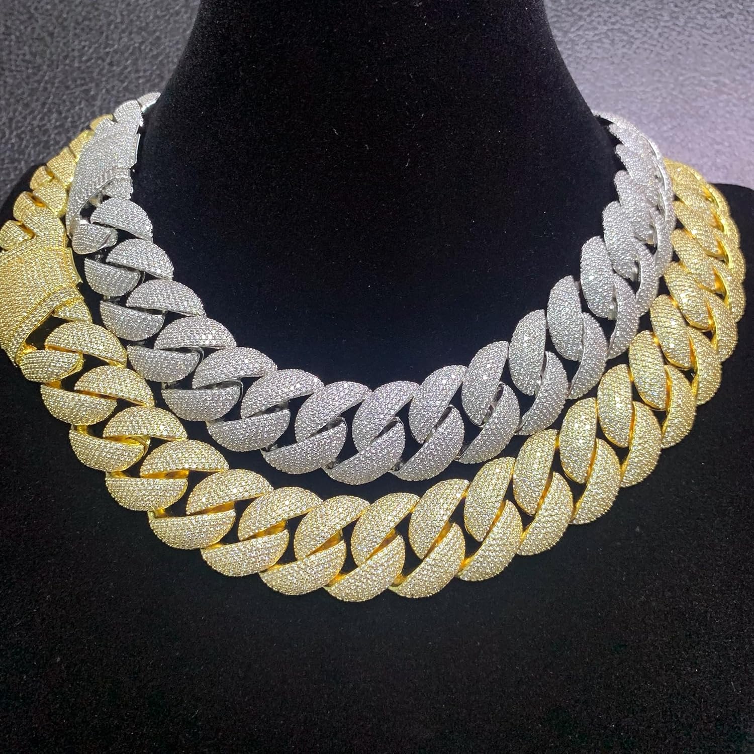 ICEDIAMOND Men's Luxury 24MM Bubble Arc CZ Diamond Cuban Link Chain Necklace, 18K Gold Plated Iced Out Fully Shine 5A Zirconia Hip Hop Jewelry - Image 6